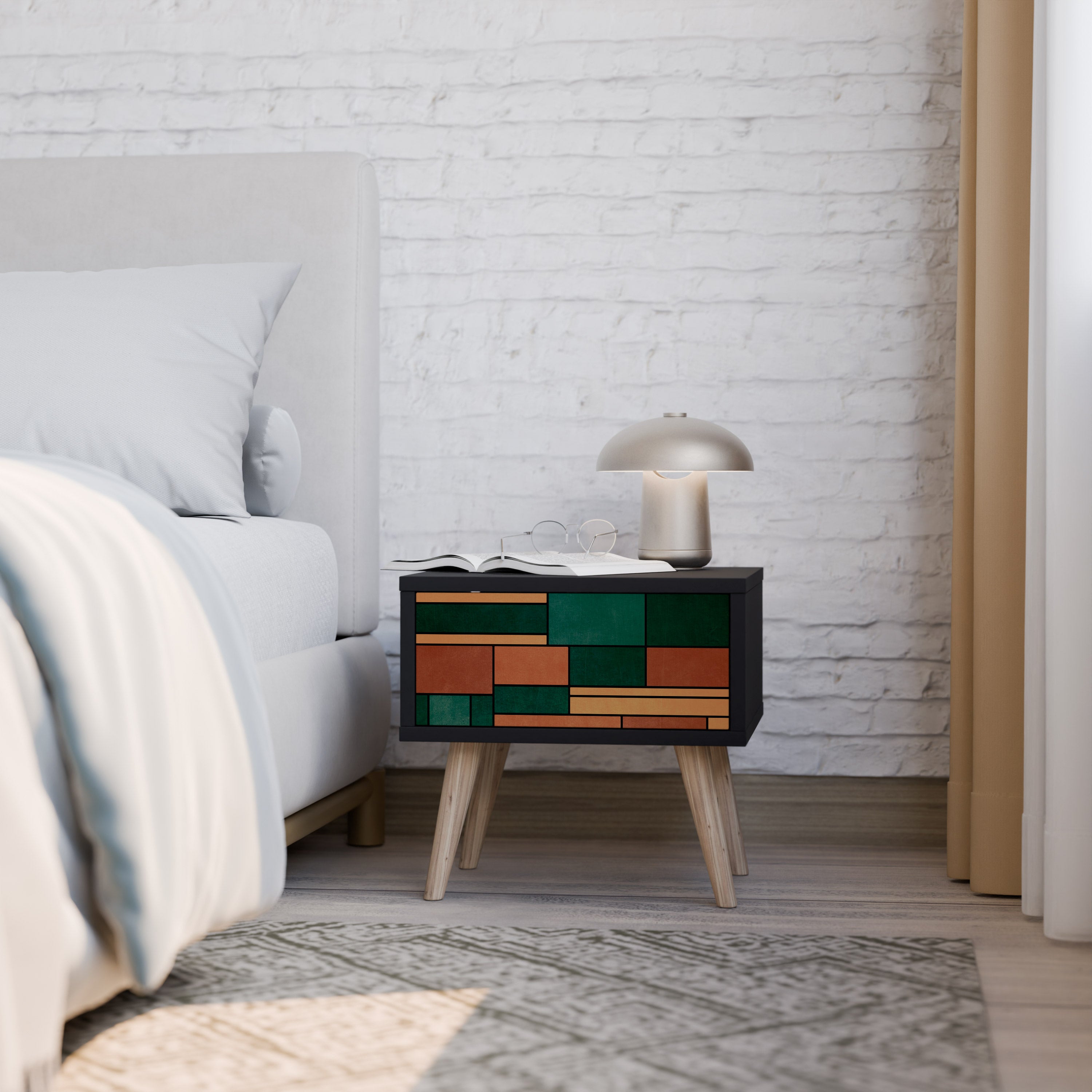 EARTHY FIGURES Nightstand in Black Finish