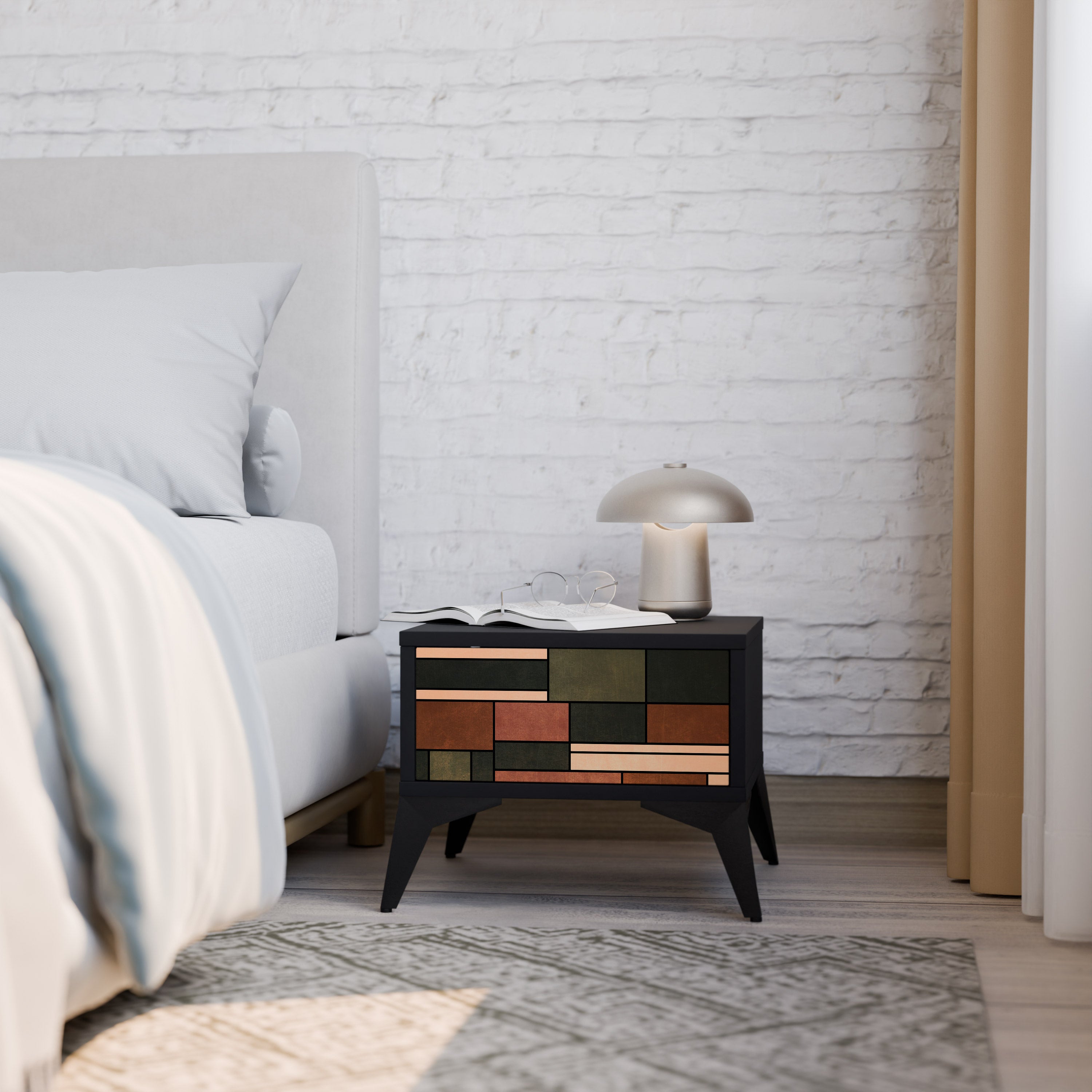 FIGURES OF NATURE Nightstand in Black Finish