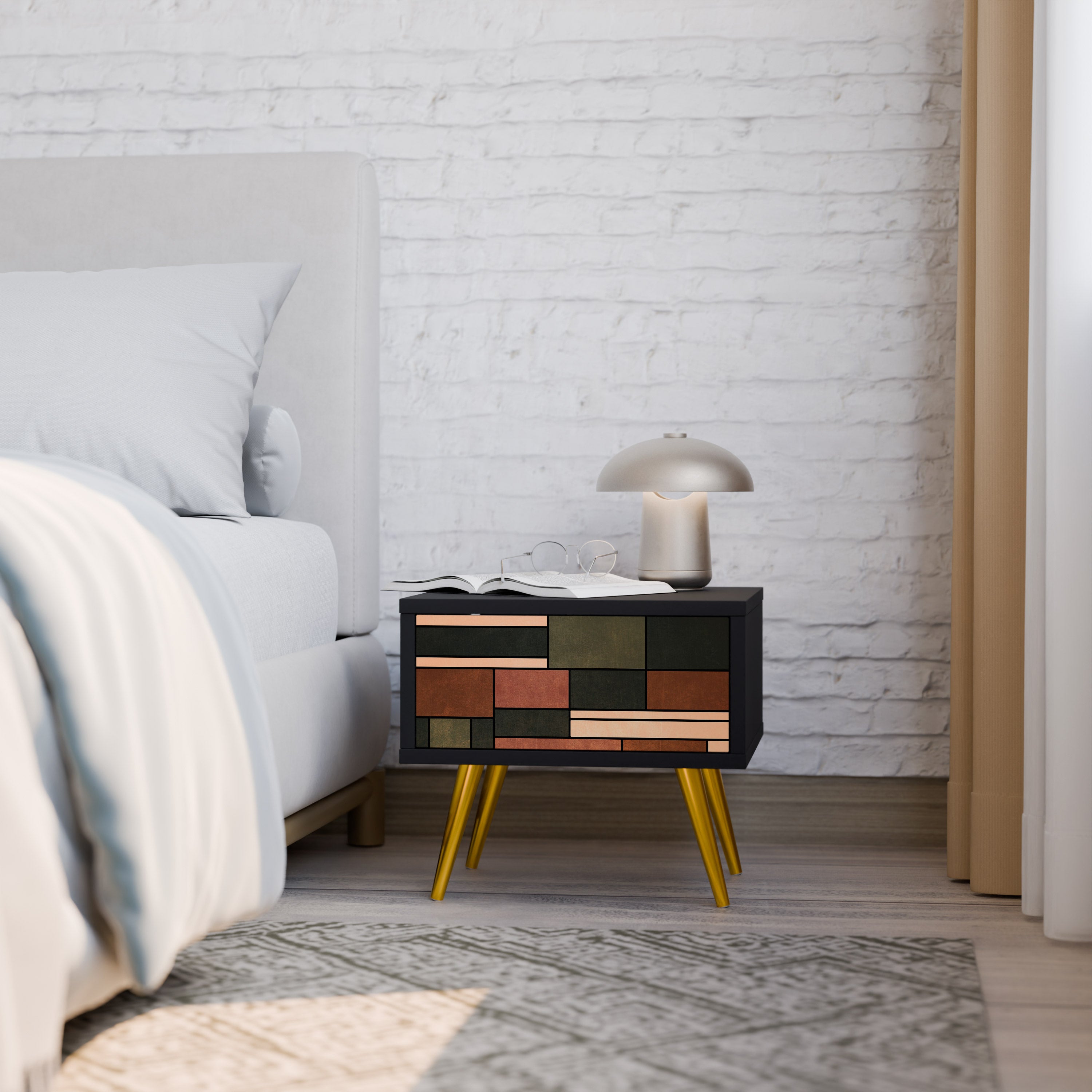 FIGURES OF NATURE Nightstand in Black Finish