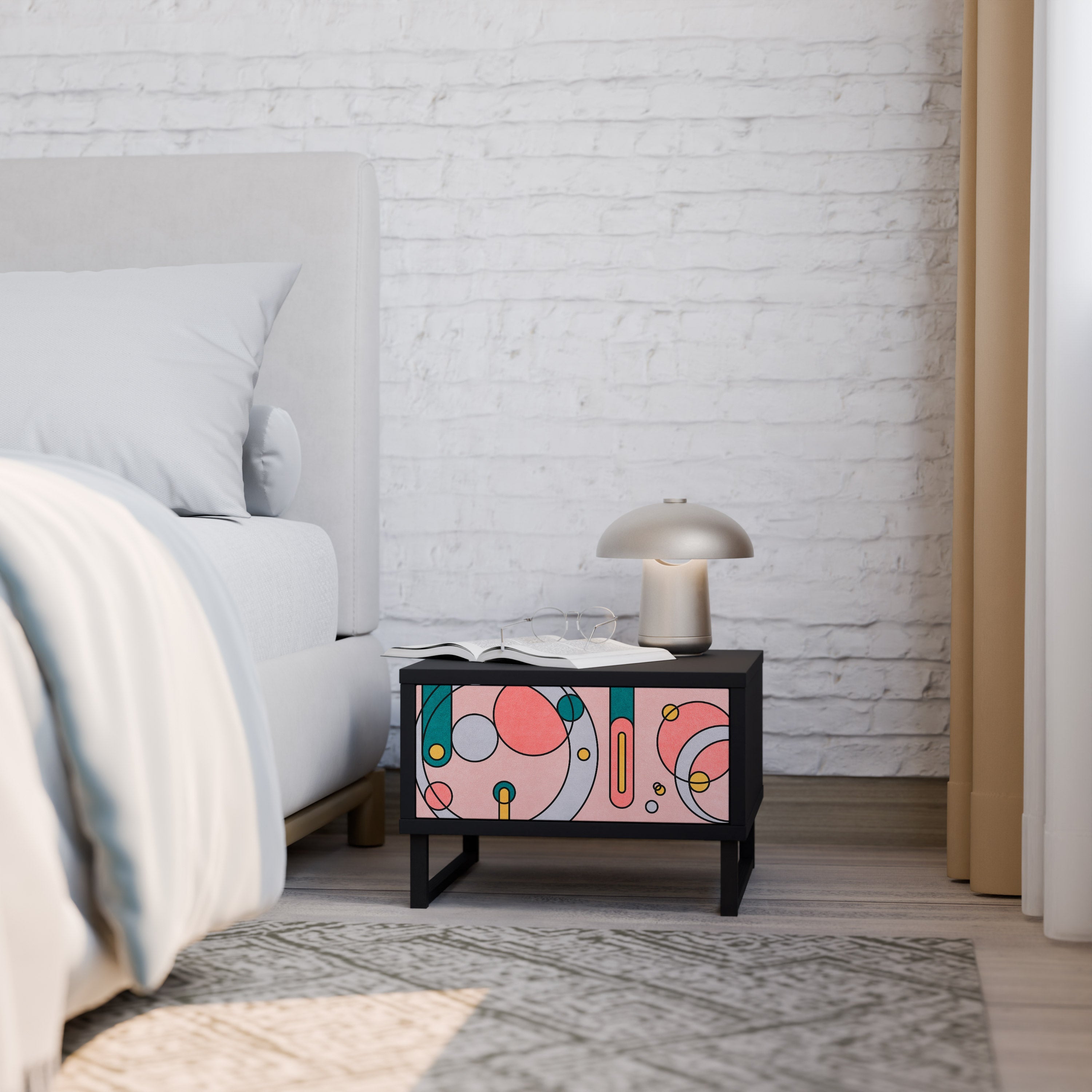 GOSSAMER ECHOES Nightstand in Black Finish