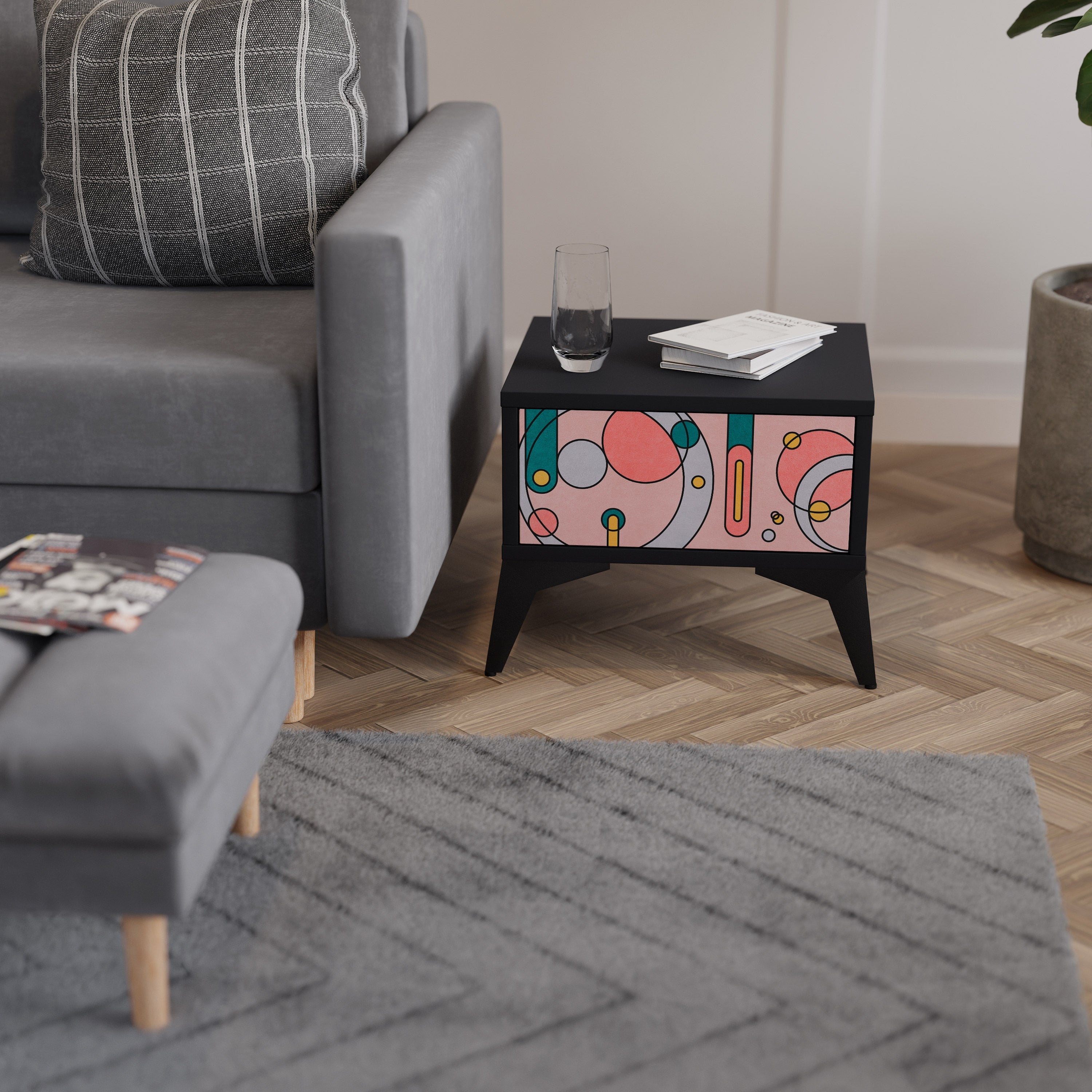 GOSSAMER ECHOES Nightstand in Black Finish