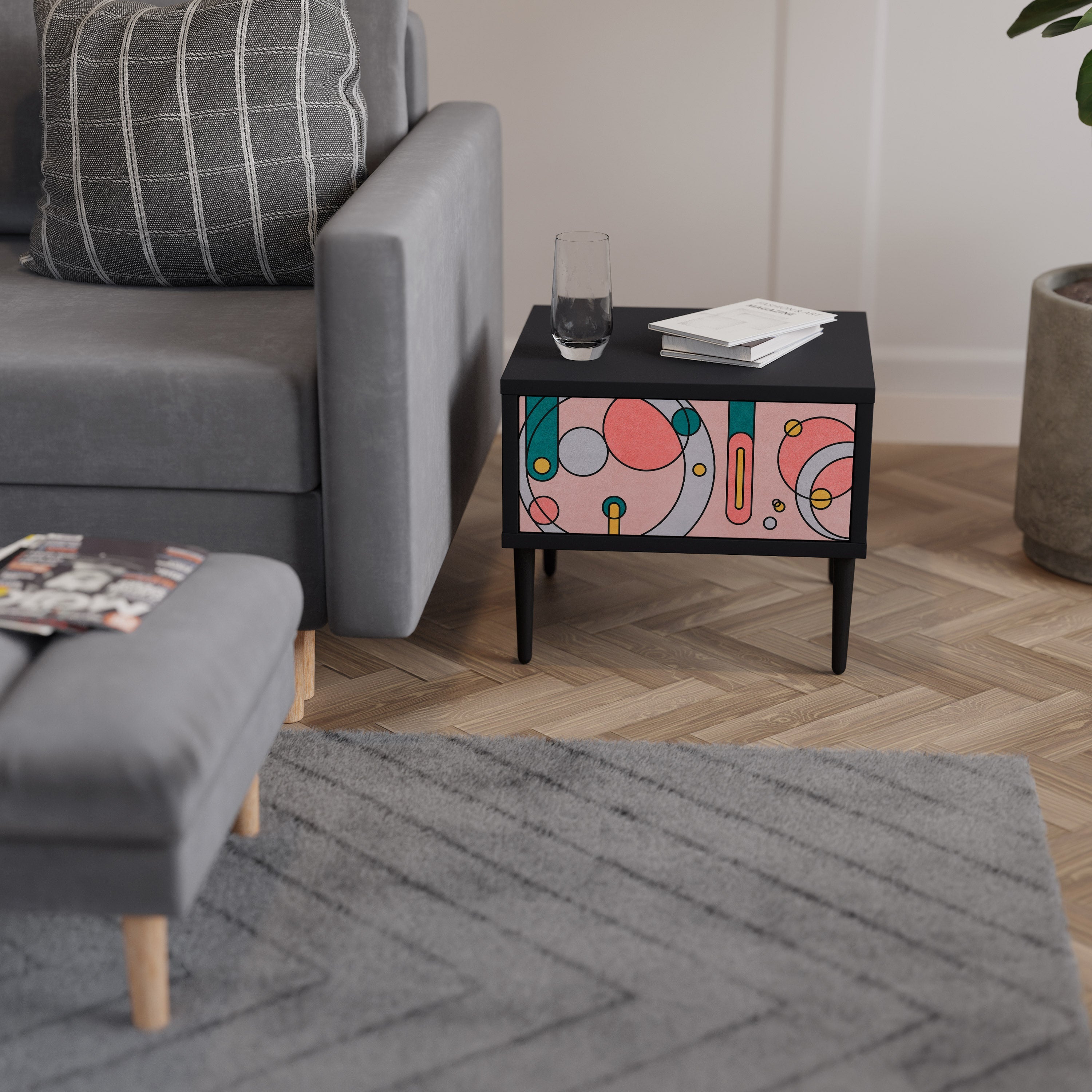 GOSSAMER ECHOES Nightstand in Black Finish