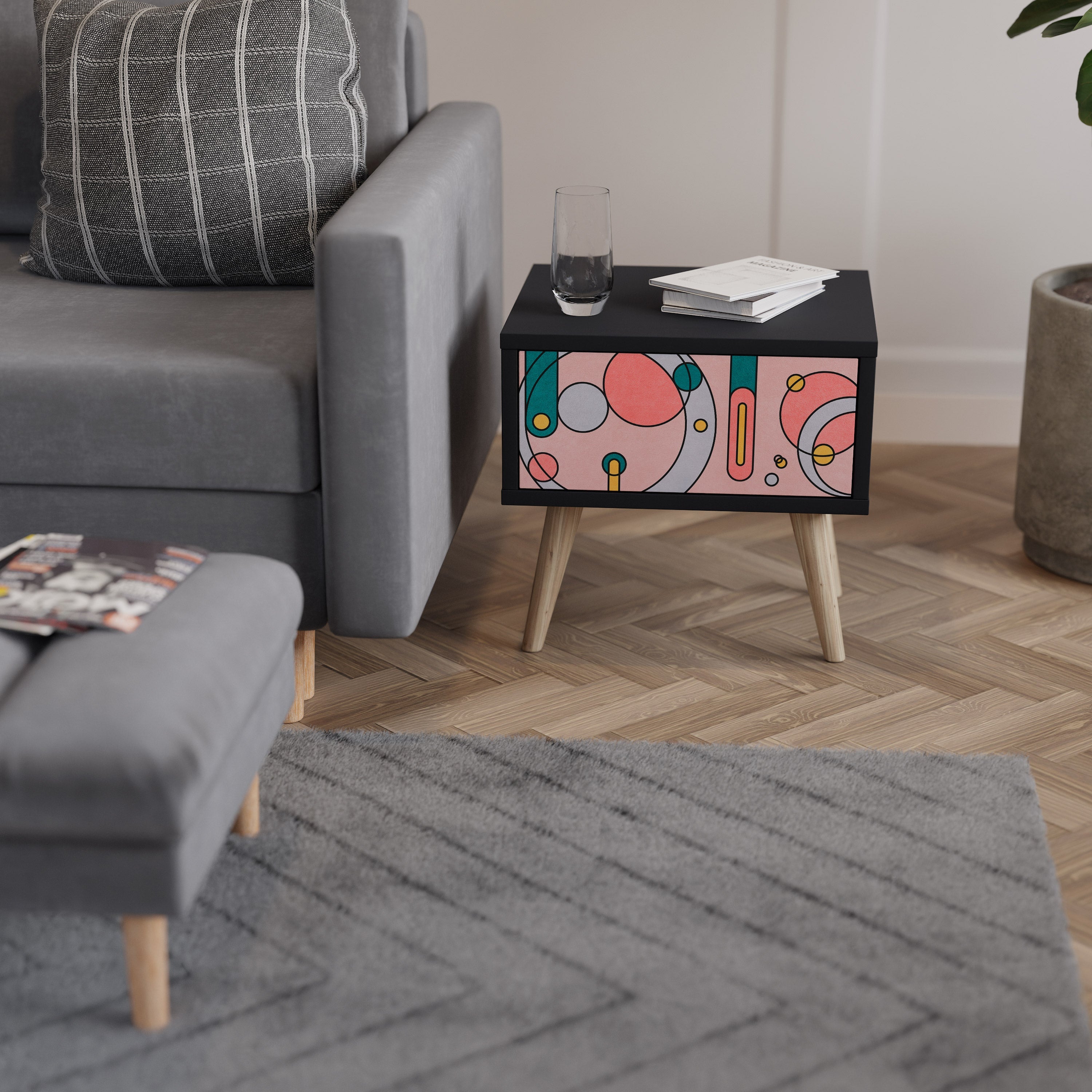 GOSSAMER ECHOES Nightstand in Black Finish