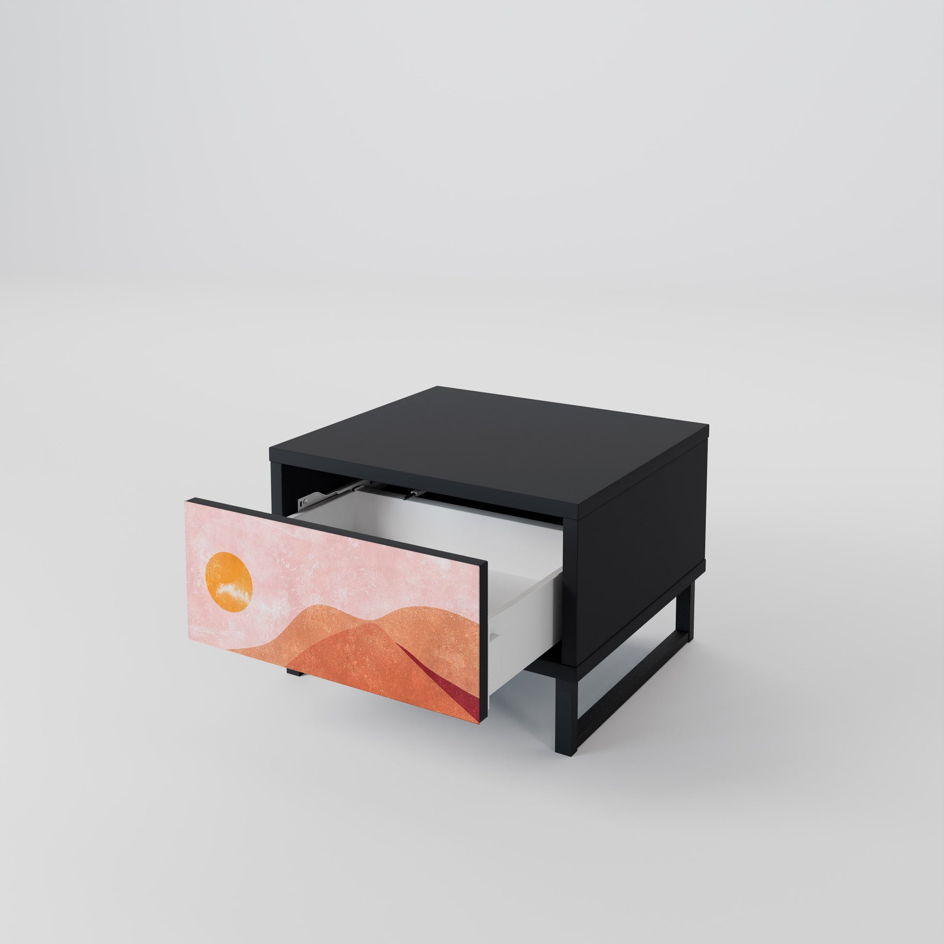 Table de chevet LUMINOUS SUNLIGHT en finition noire