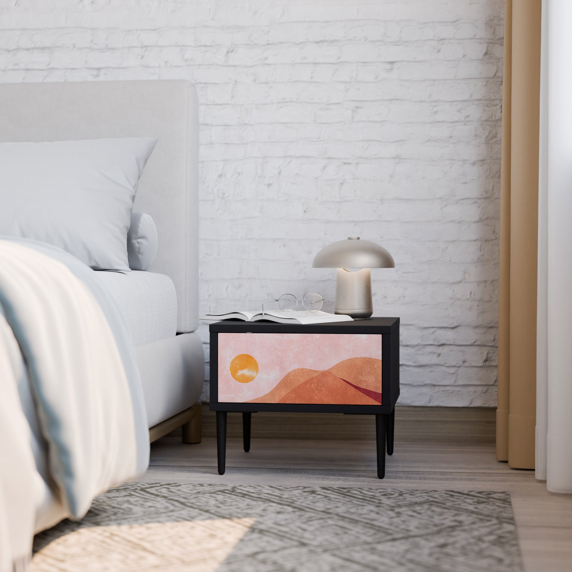 Table de chevet LUMINOUS SUNLIGHT en finition noire