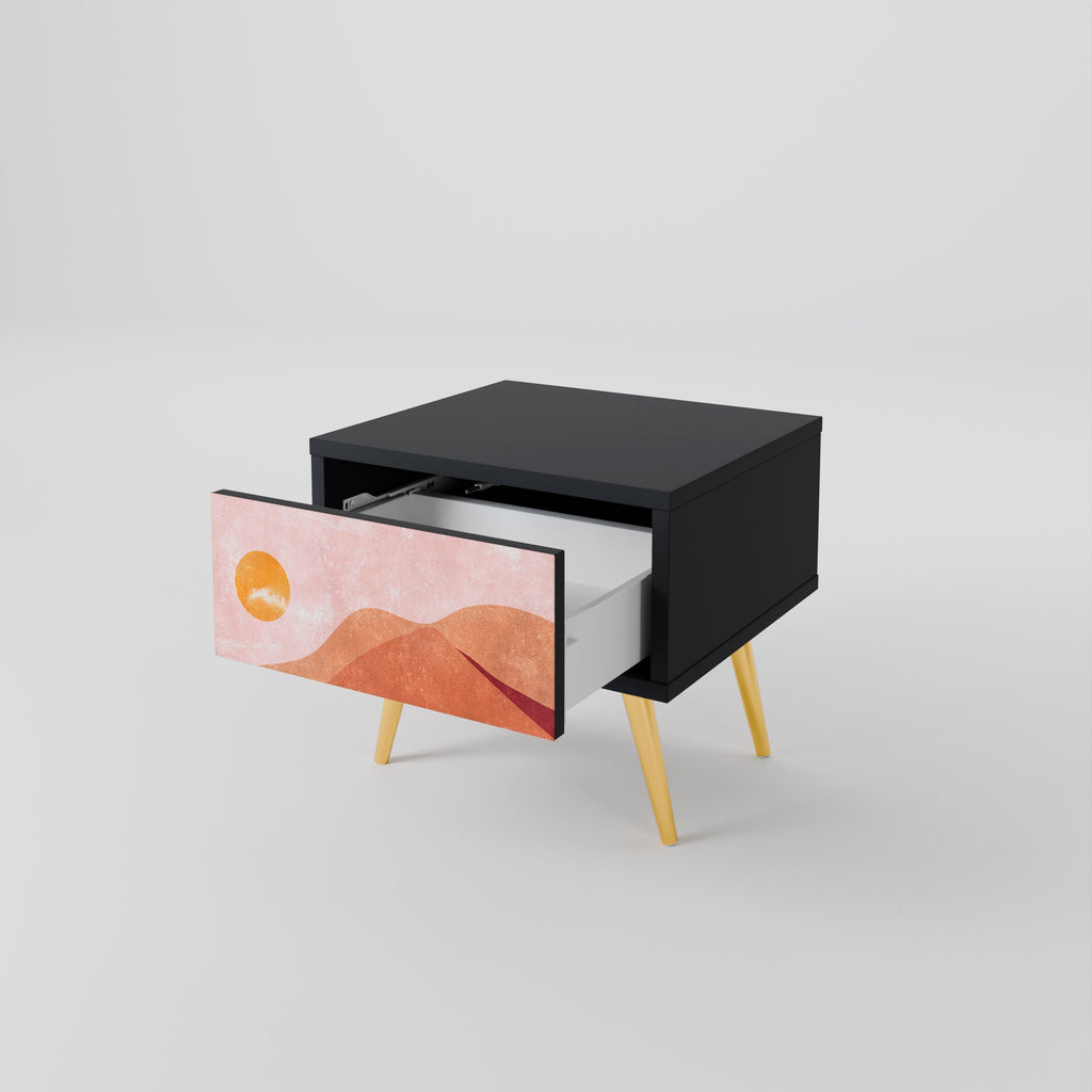 Table de chevet LUMINOUS SUNLIGHT en finition noire