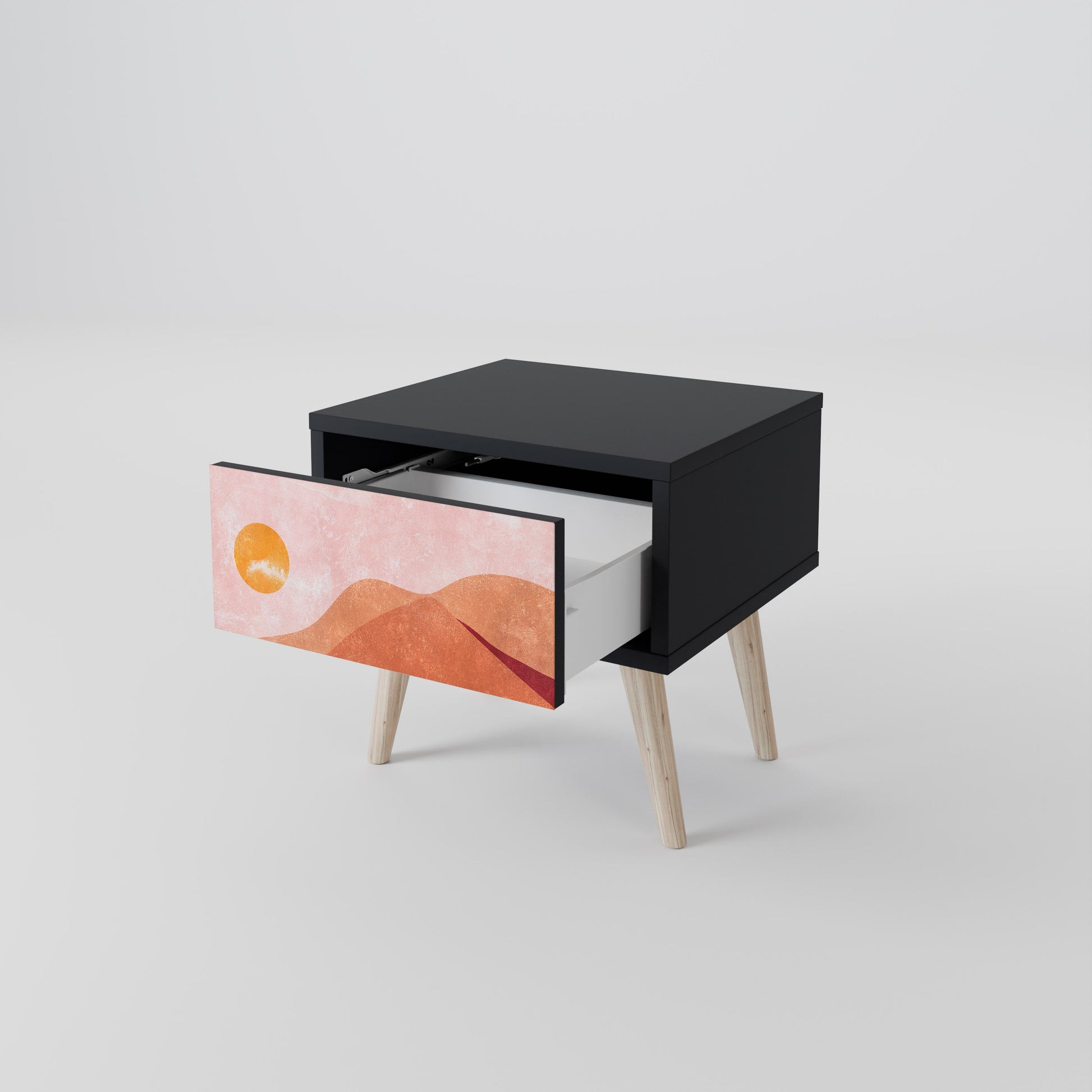 Table de chevet LUMINOUS SUNLIGHT en finition noire