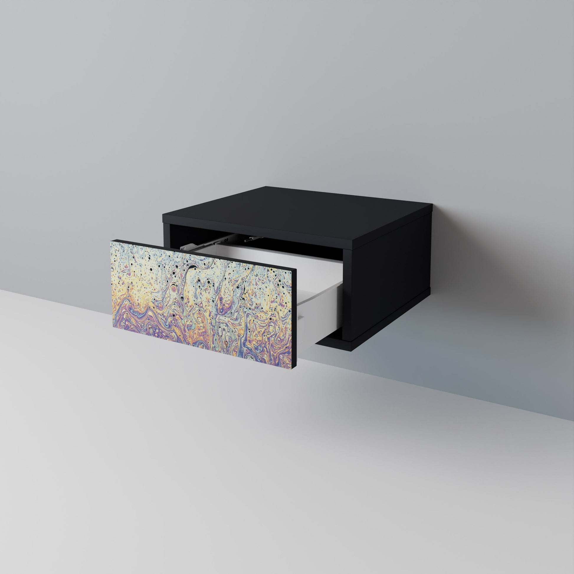 Table de chevet MOSAIC OF COLORS en finition noire
