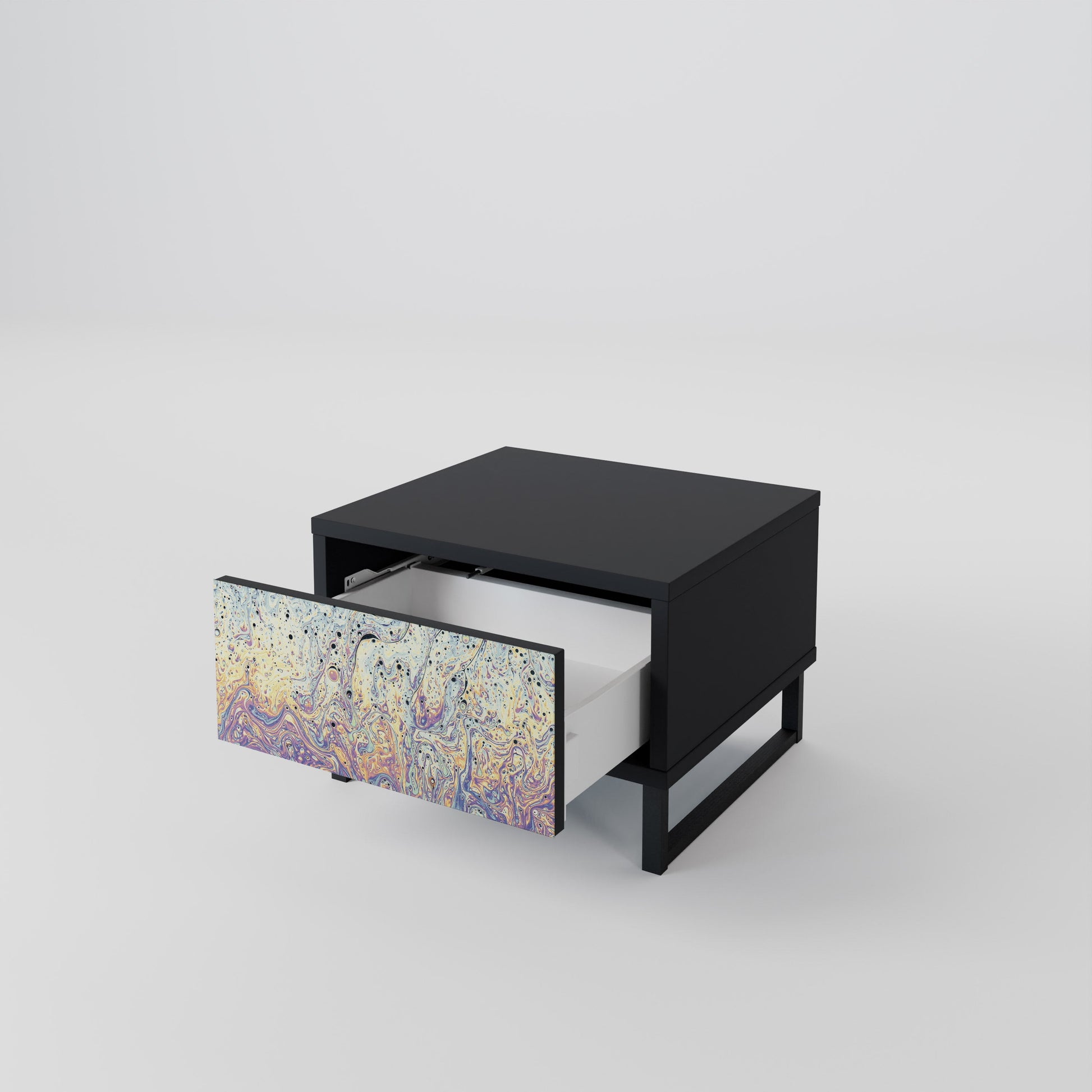Table de chevet MOSAIC OF COLORS en finition noire