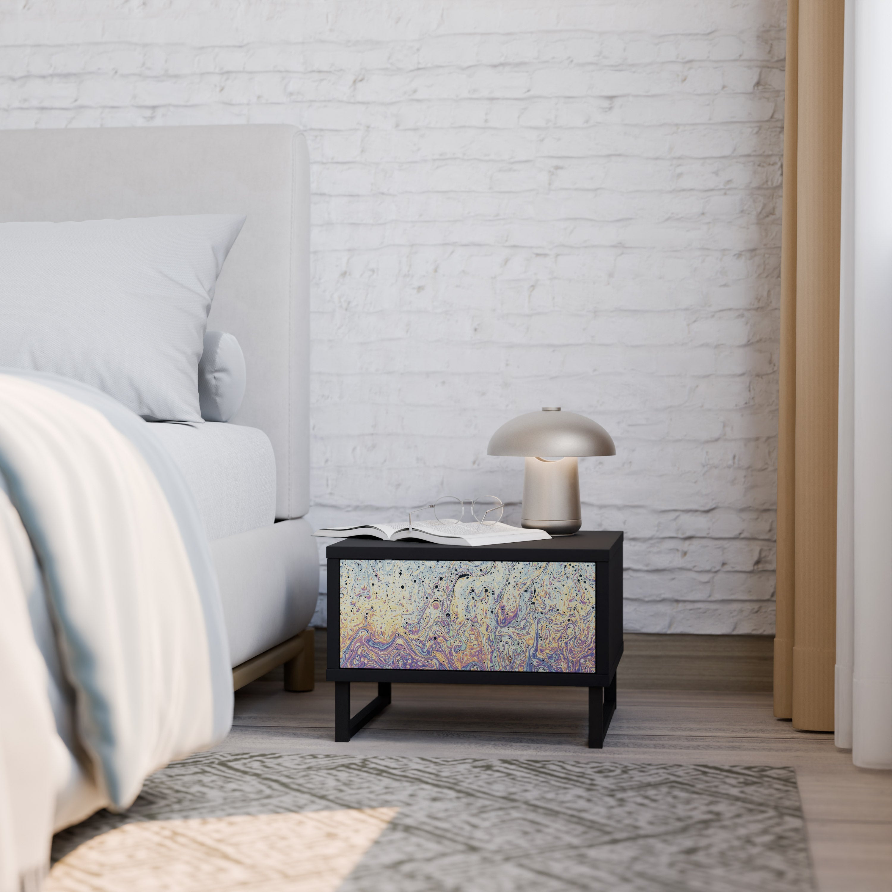MOSAIC OF COLORS Nightstand in Black Finish
