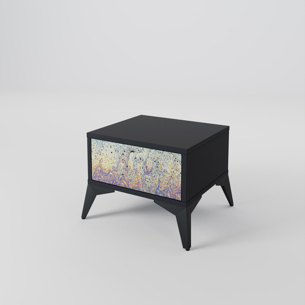 Table de chevet MOSAIC OF COLORS en finition noire