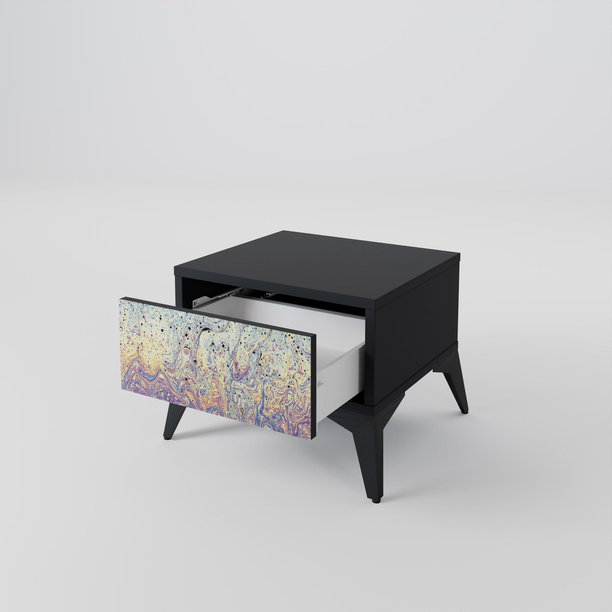 Table de chevet MOSAIC OF COLORS en finition noire