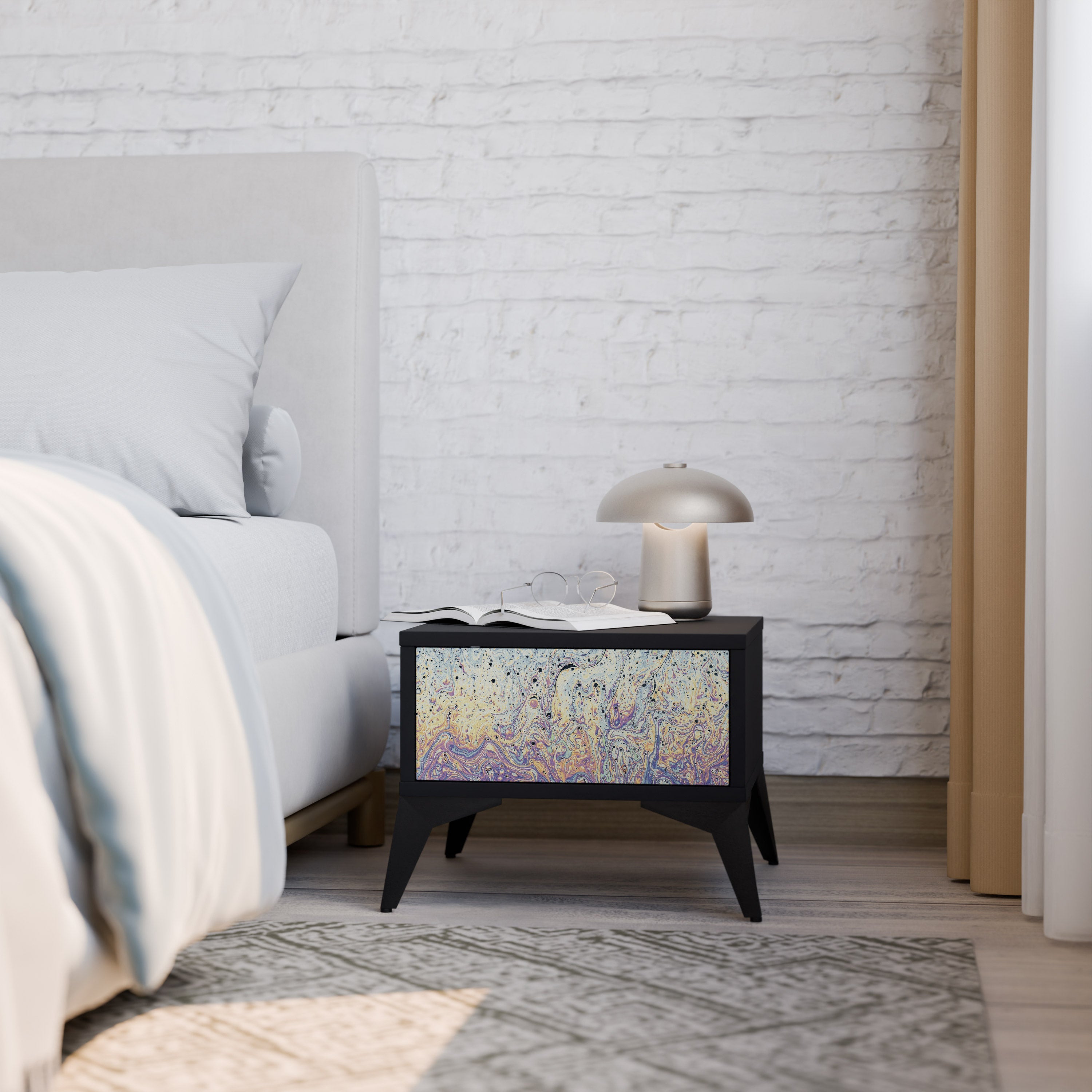 MOSAIC OF COLORS Nightstand in Black Finish