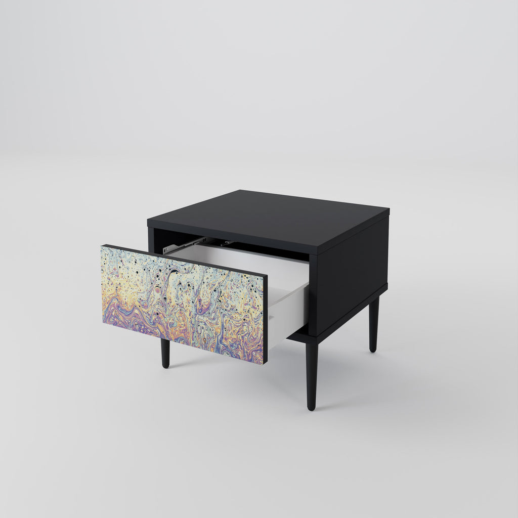 Table de chevet MOSAIC OF COLORS en finition noire