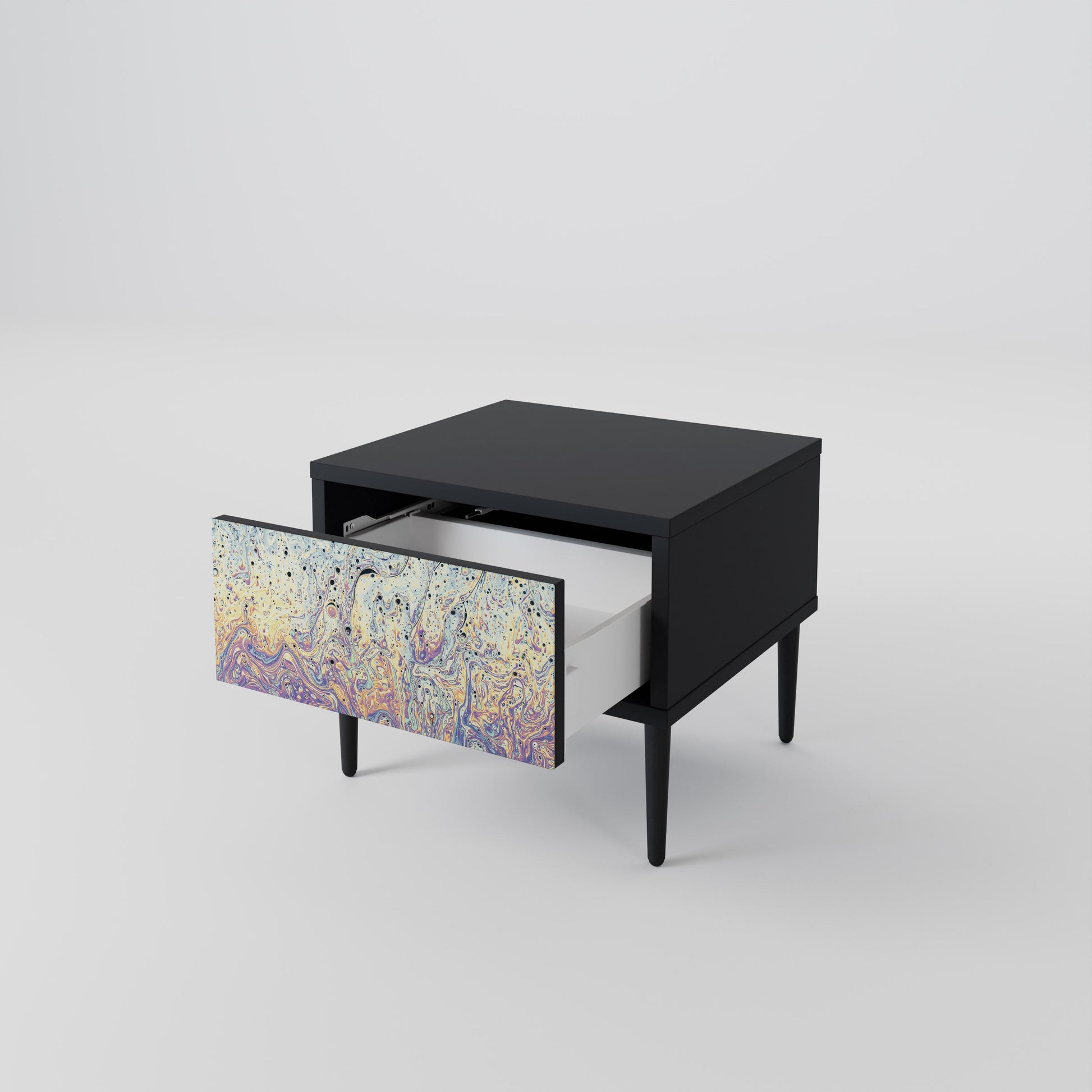 Table de chevet MOSAIC OF COLORS en finition noire