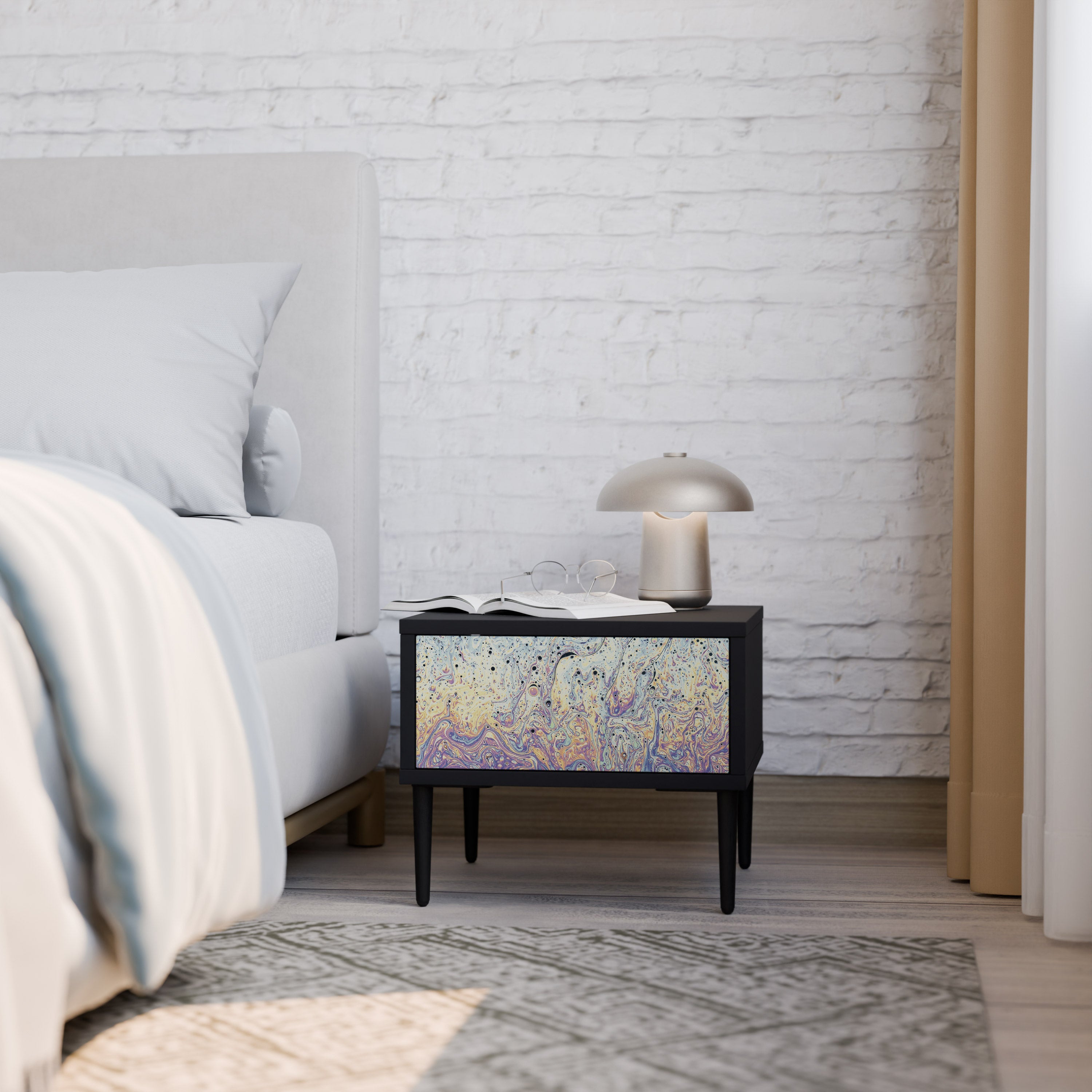 MOSAIC OF COLORS Nightstand in Black Finish