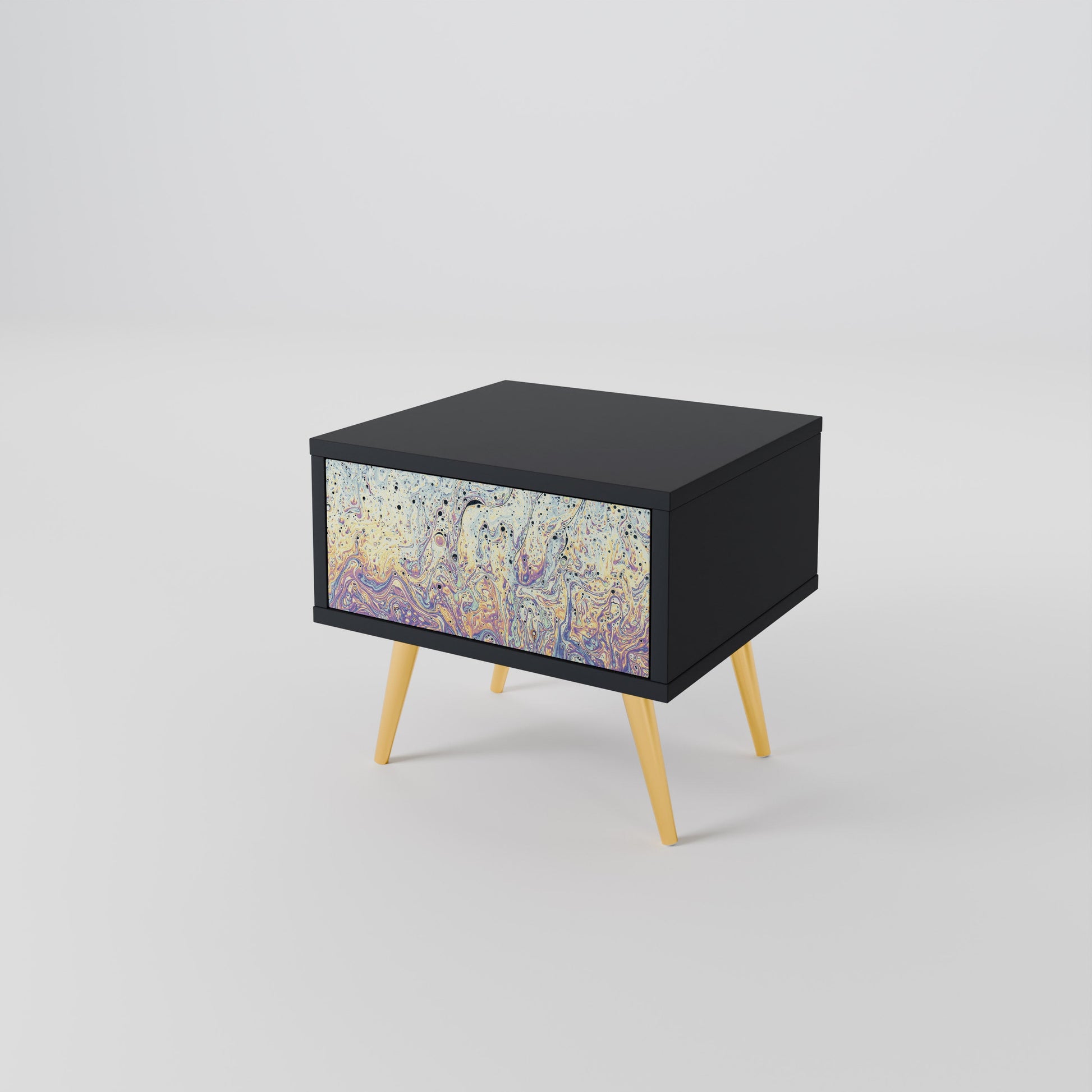 Table de chevet MOSAIC OF COLORS en finition noire