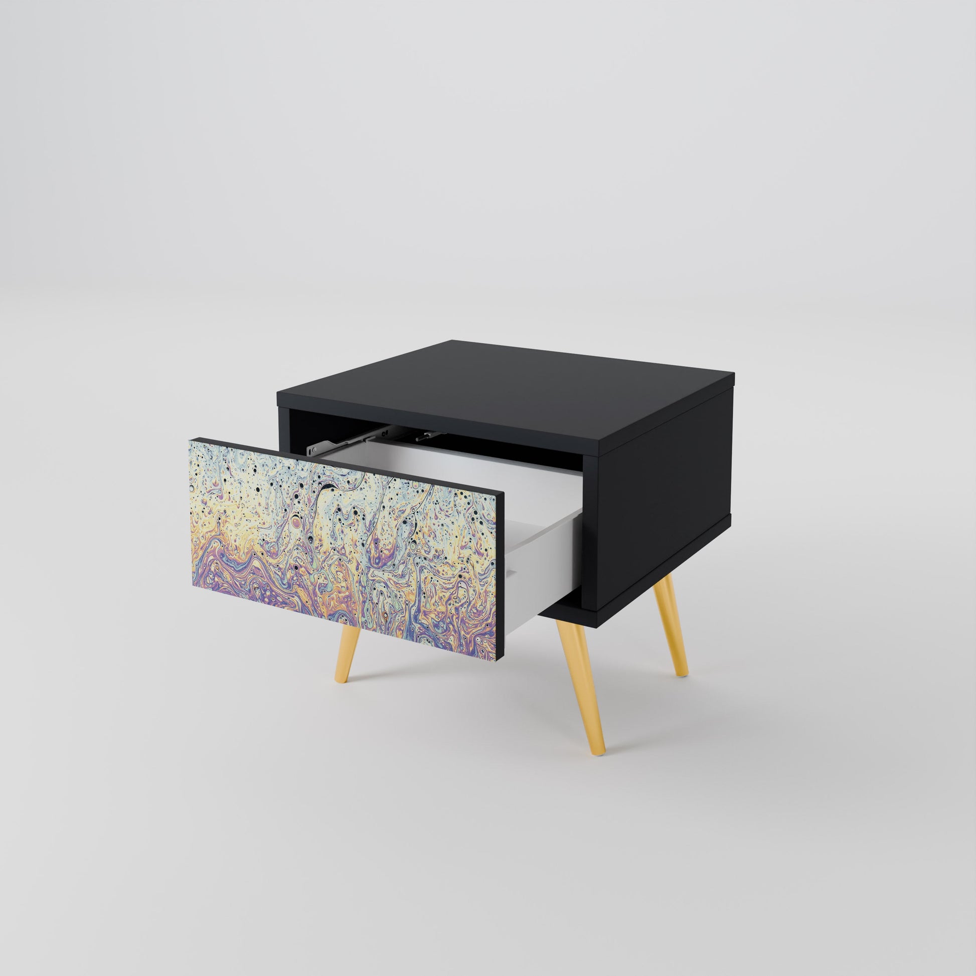 Table de chevet MOSAIC OF COLORS en finition noire