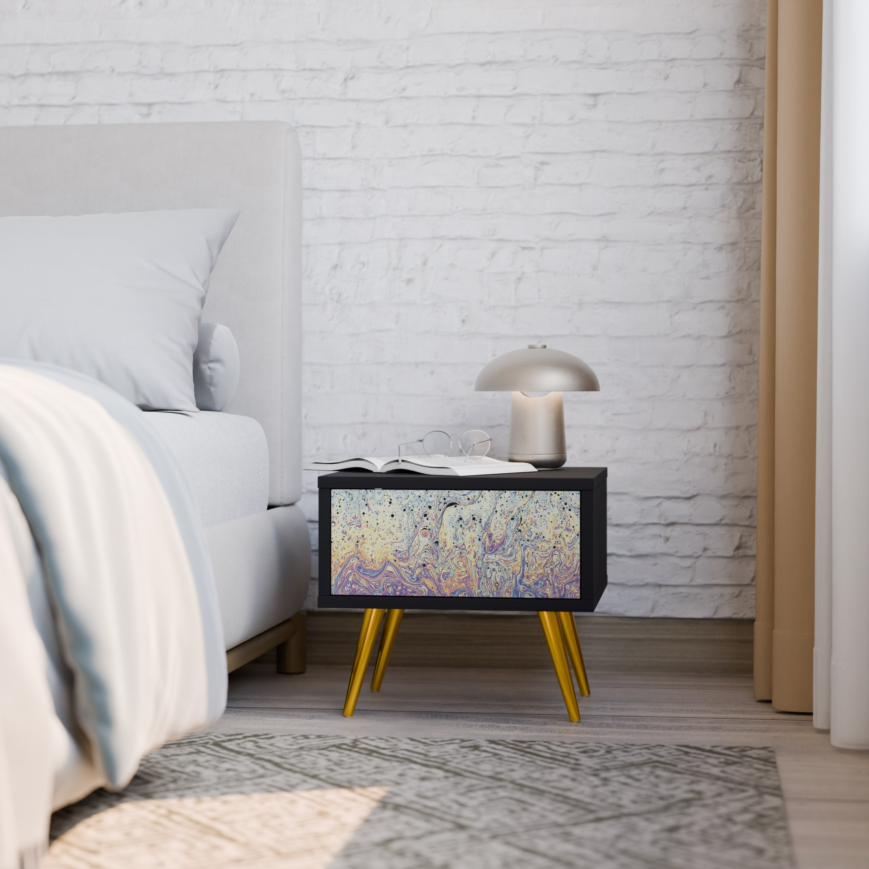 MOSAIC OF COLORS Nightstand in Black Finish