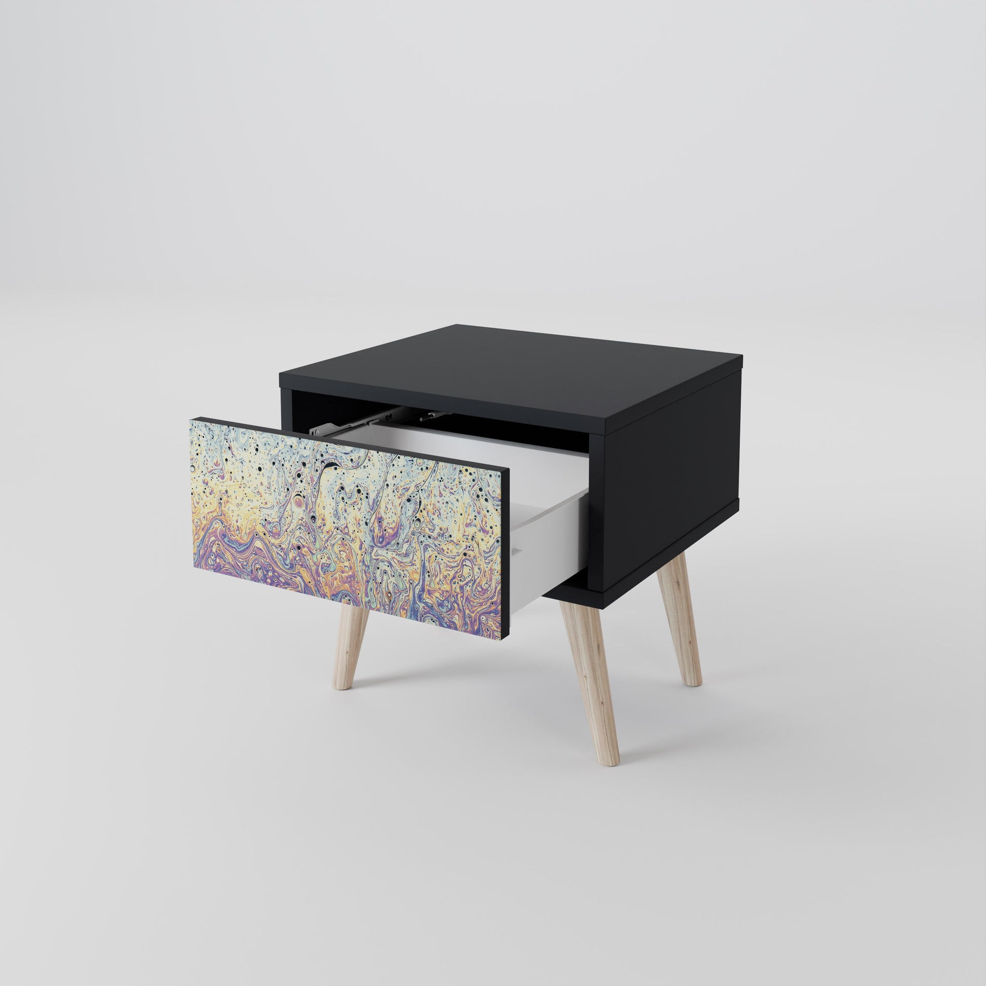 Table de chevet MOSAIC OF COLORS en finition noire