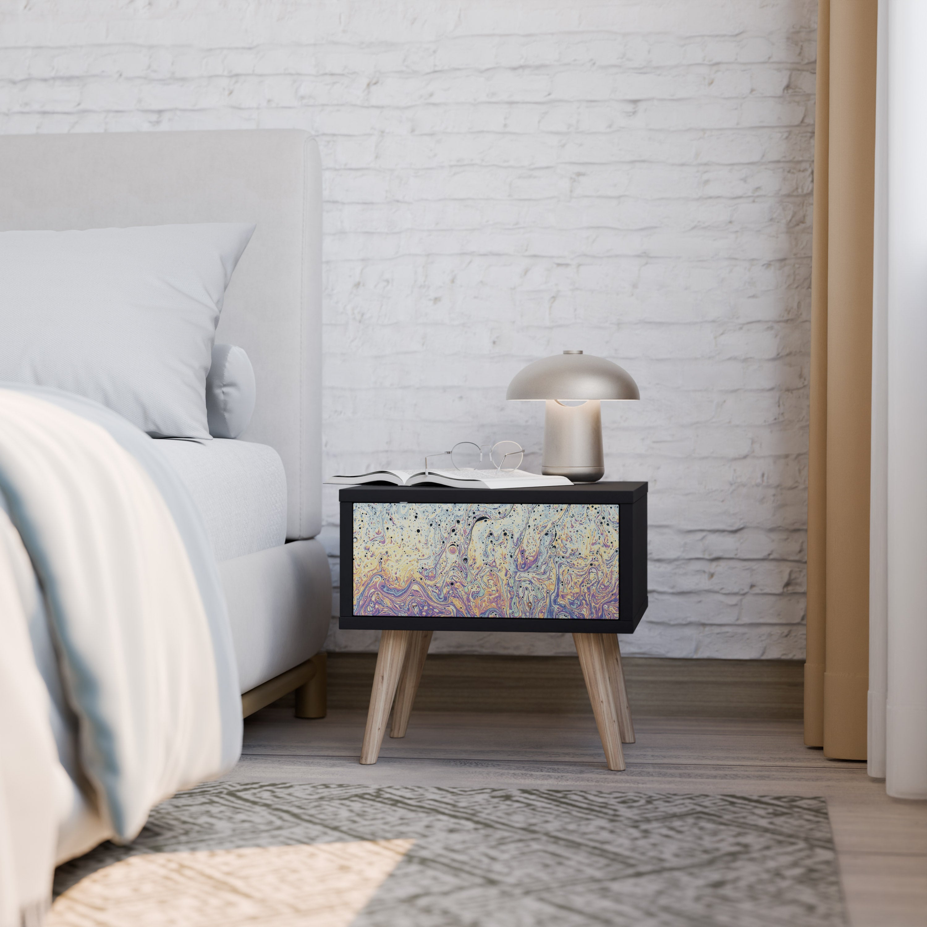 MOSAIC OF COLORS Nightstand in Black Finish