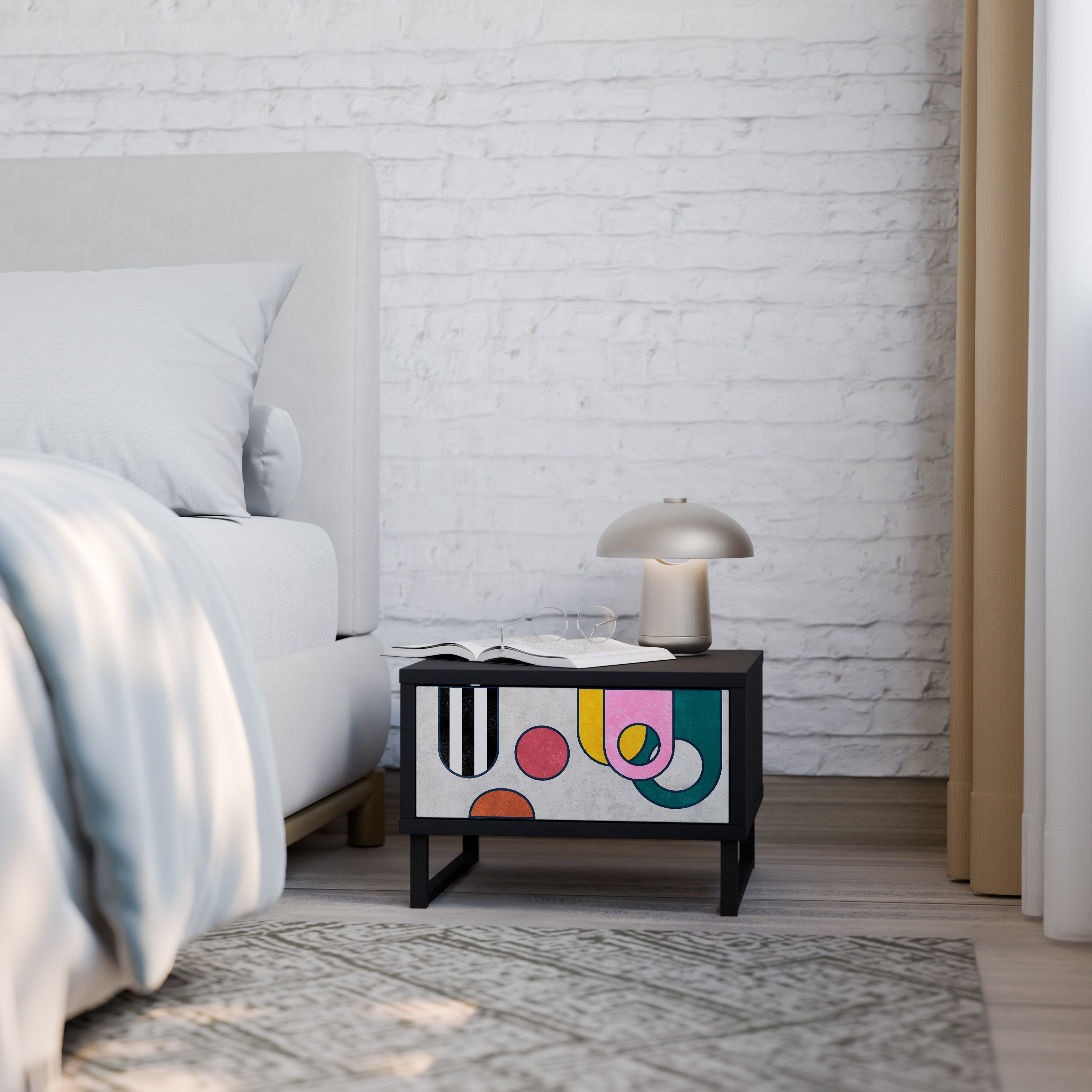 COOL STORY Nightstand in Black Finish