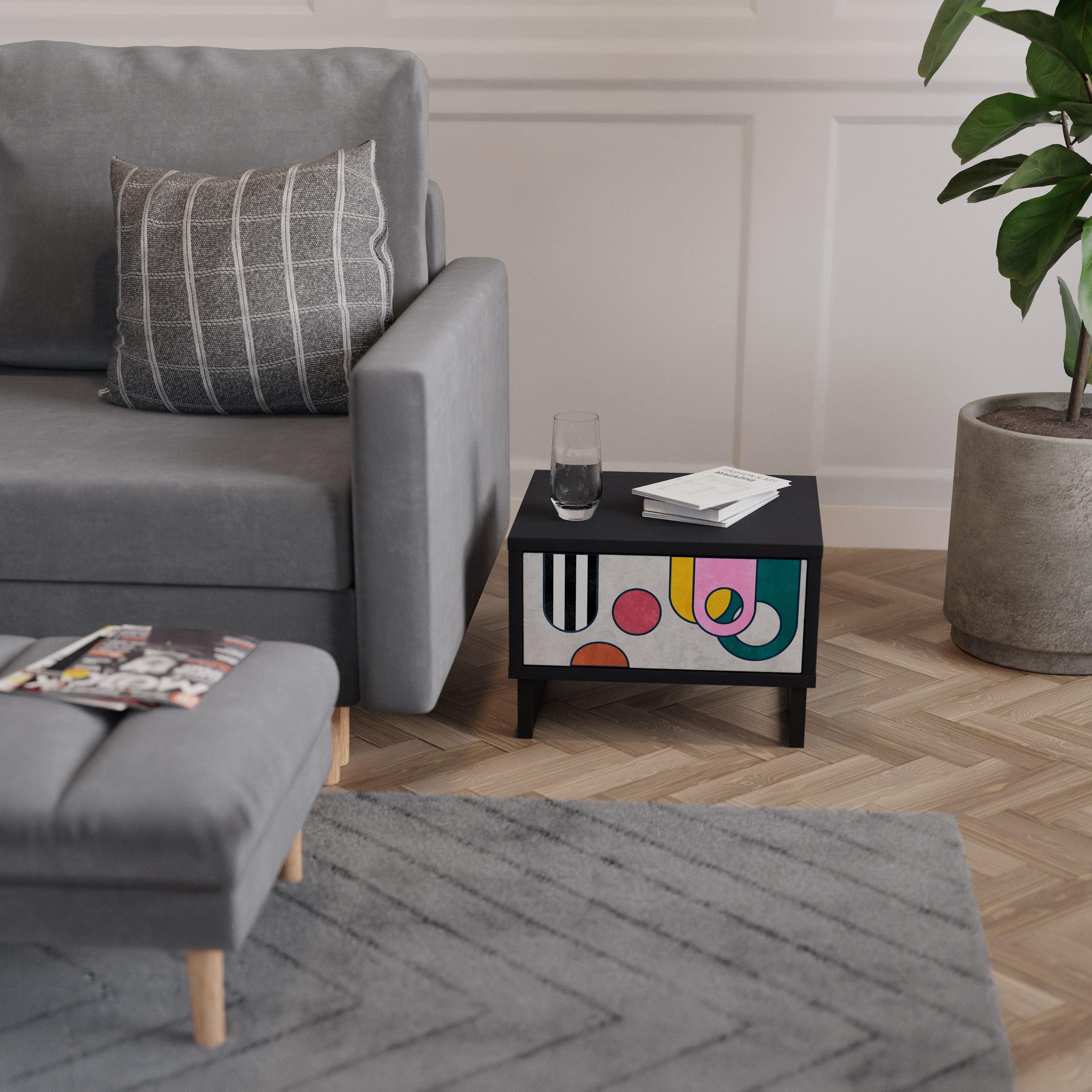 COOL STORY Nightstand in Black Finish