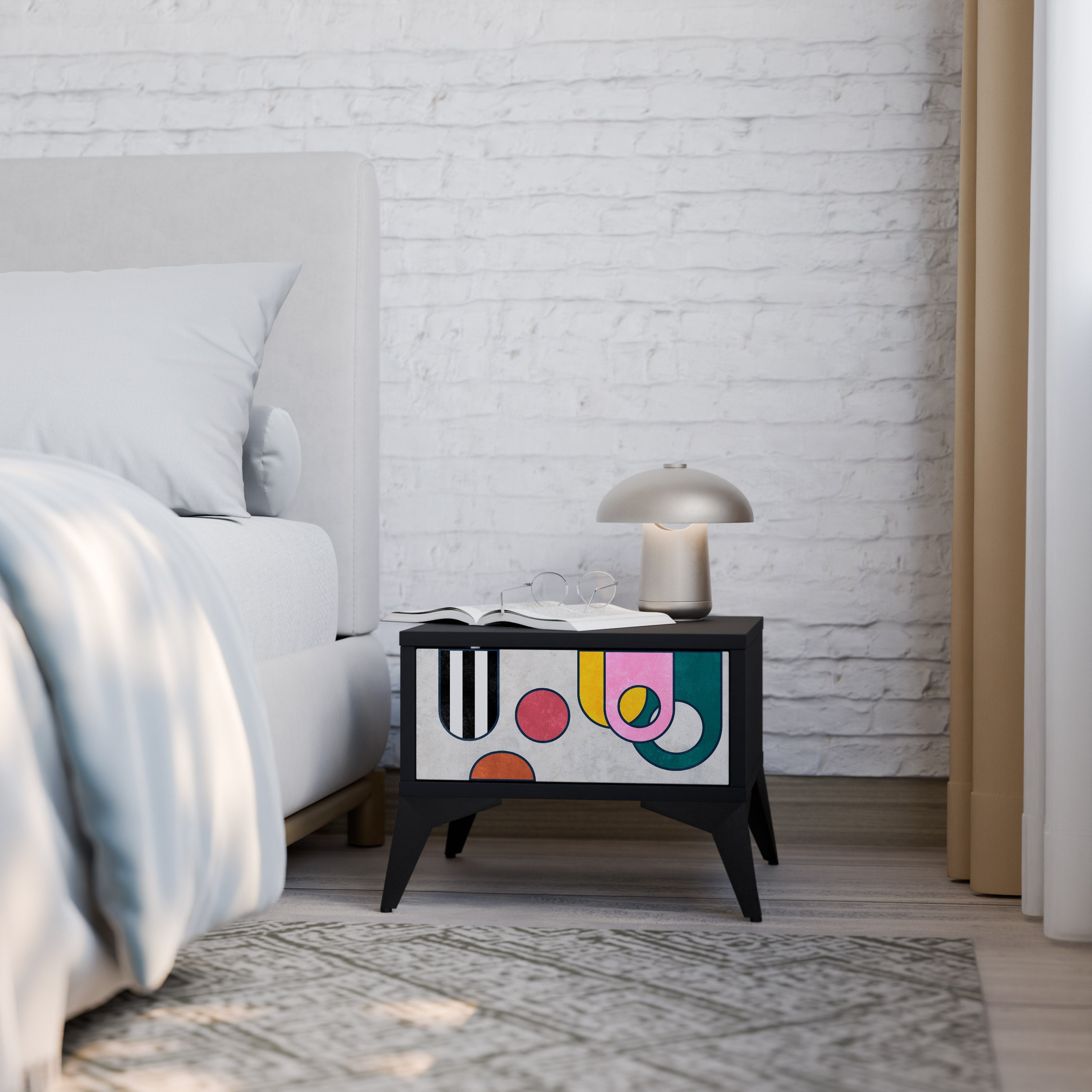 COOL STORY Nightstand in Black Finish