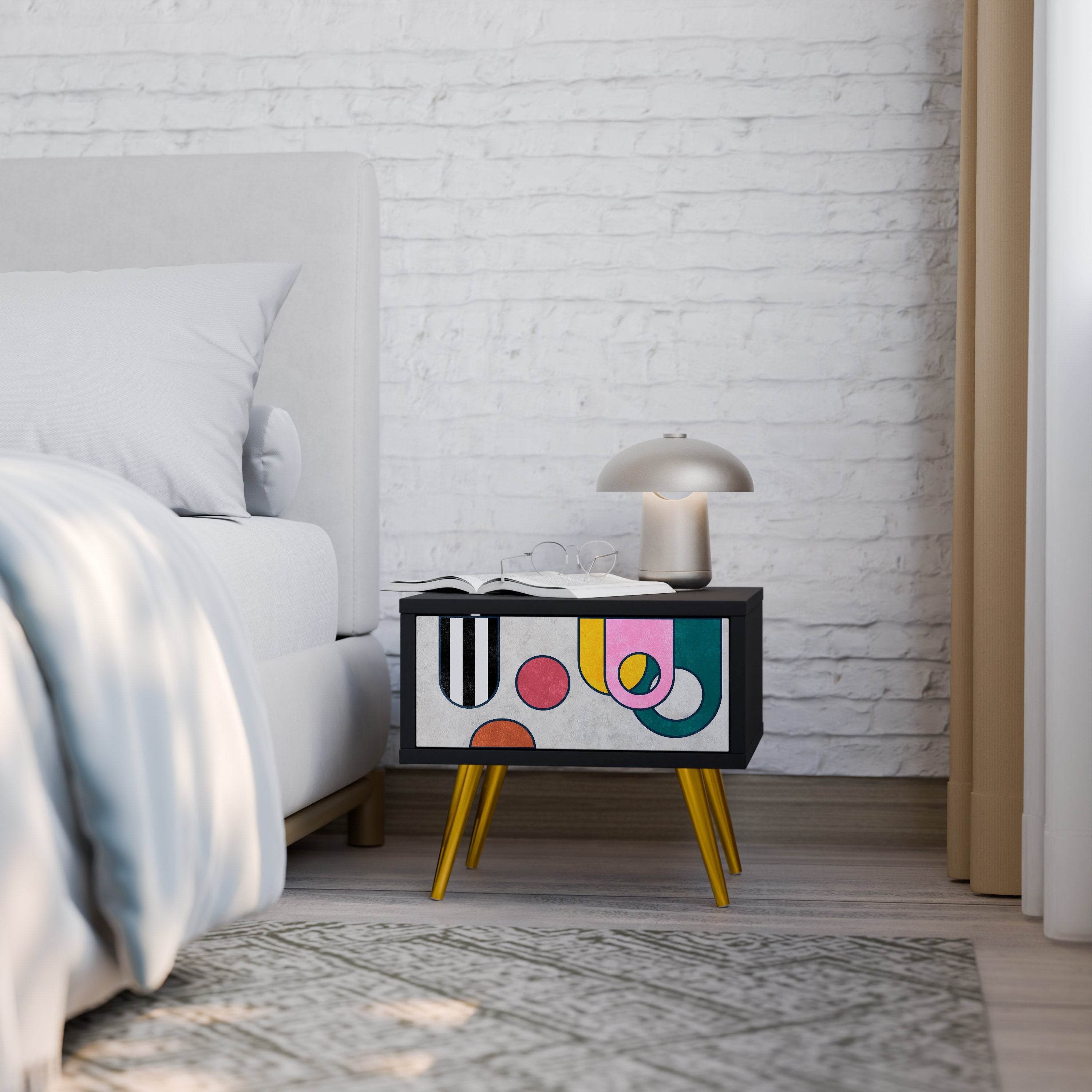 COOL STORY Nightstand in Black Finish