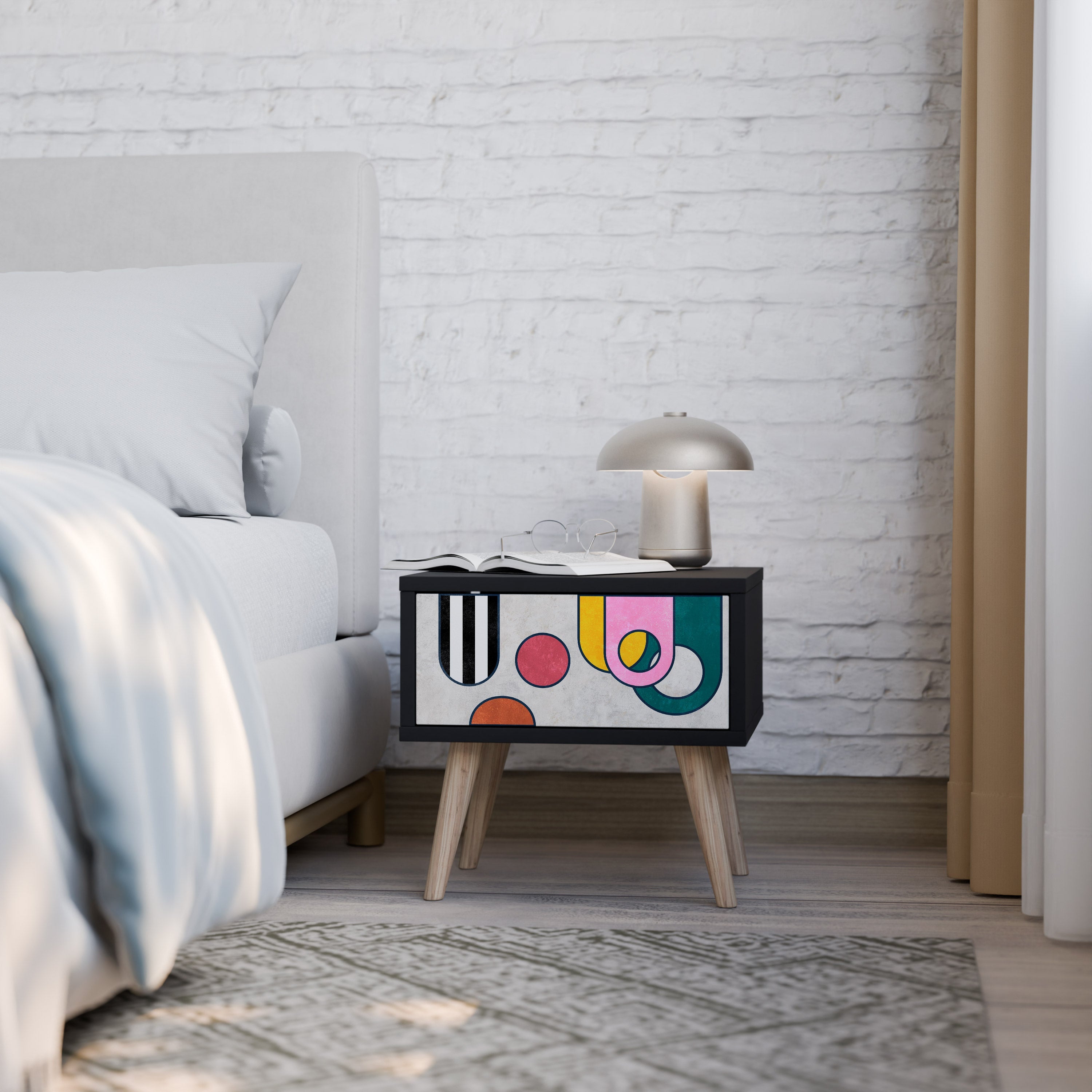 COOL STORY Nightstand in Black Finish