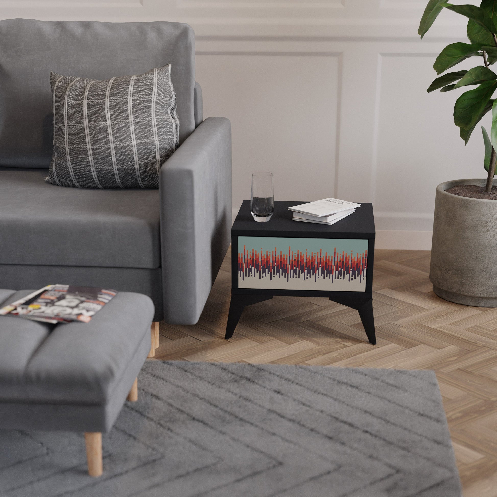 Table de chevet CHROMA CONTOURS en finition noire