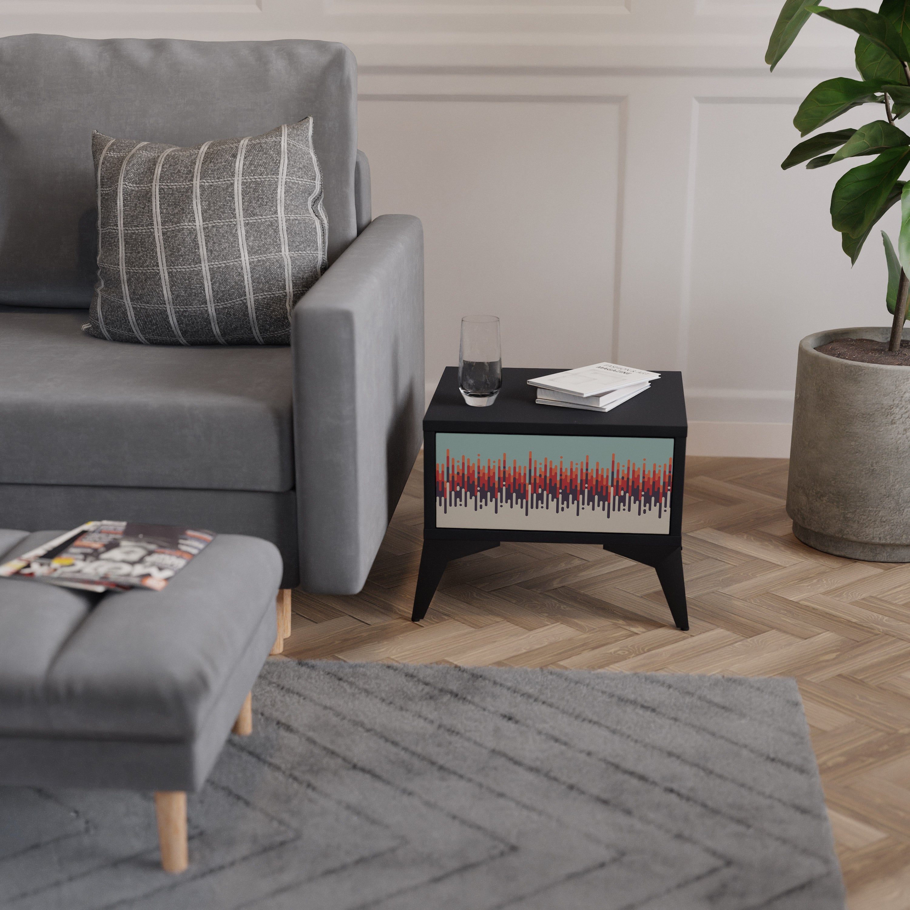 CHROMA CONTOURS Nightstand in Black Finish