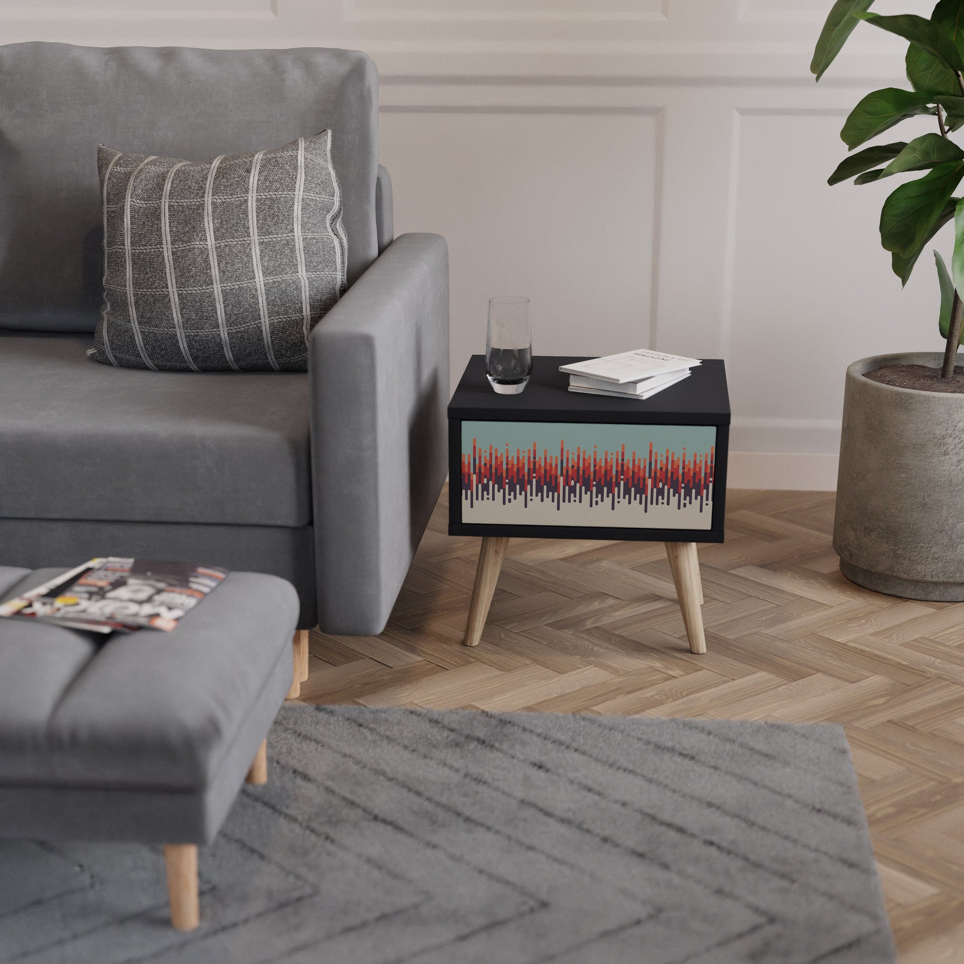 Table de chevet CHROMA CONTOURS en finition noire