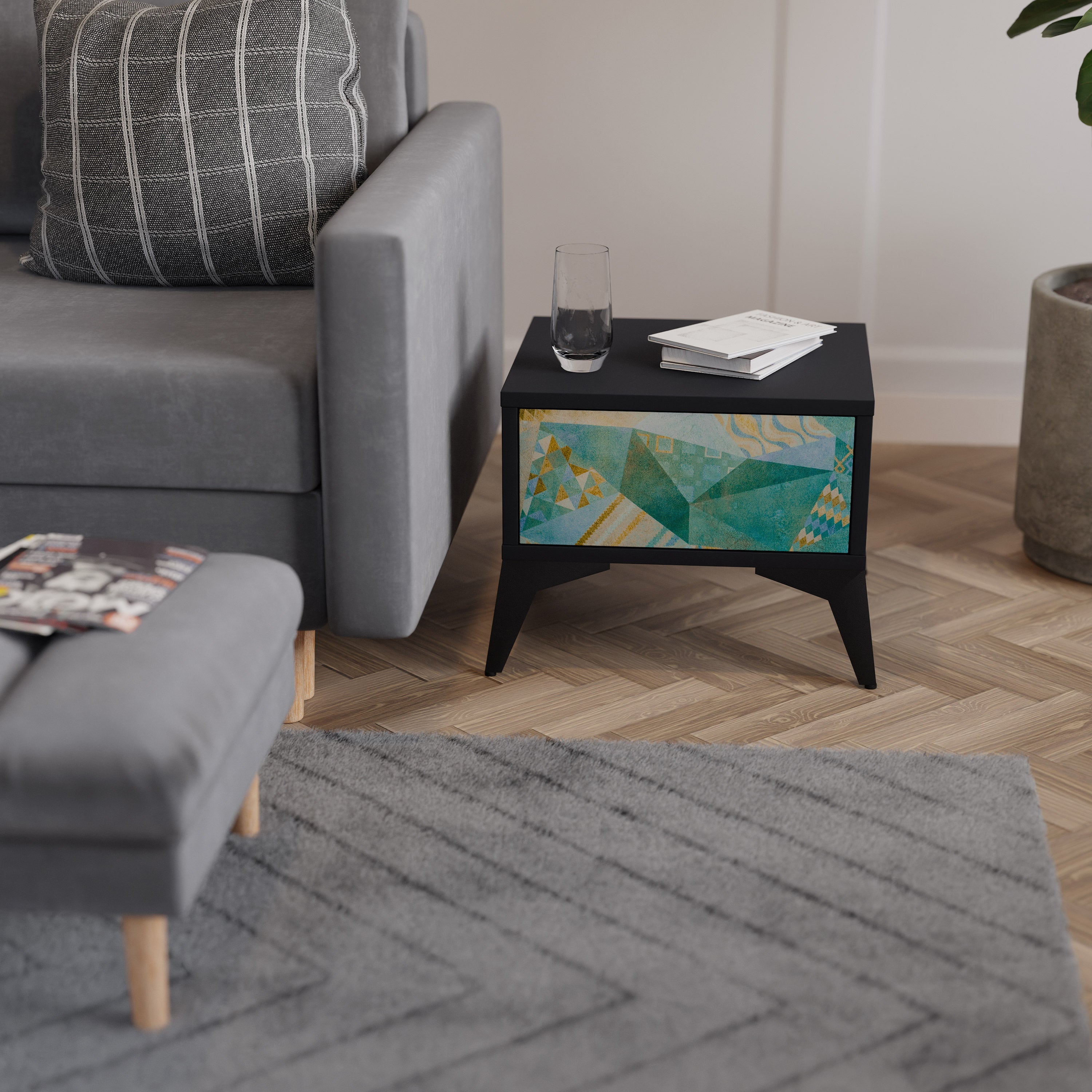 SPECTRUM SPLENDOR Nightstand in Black Finish