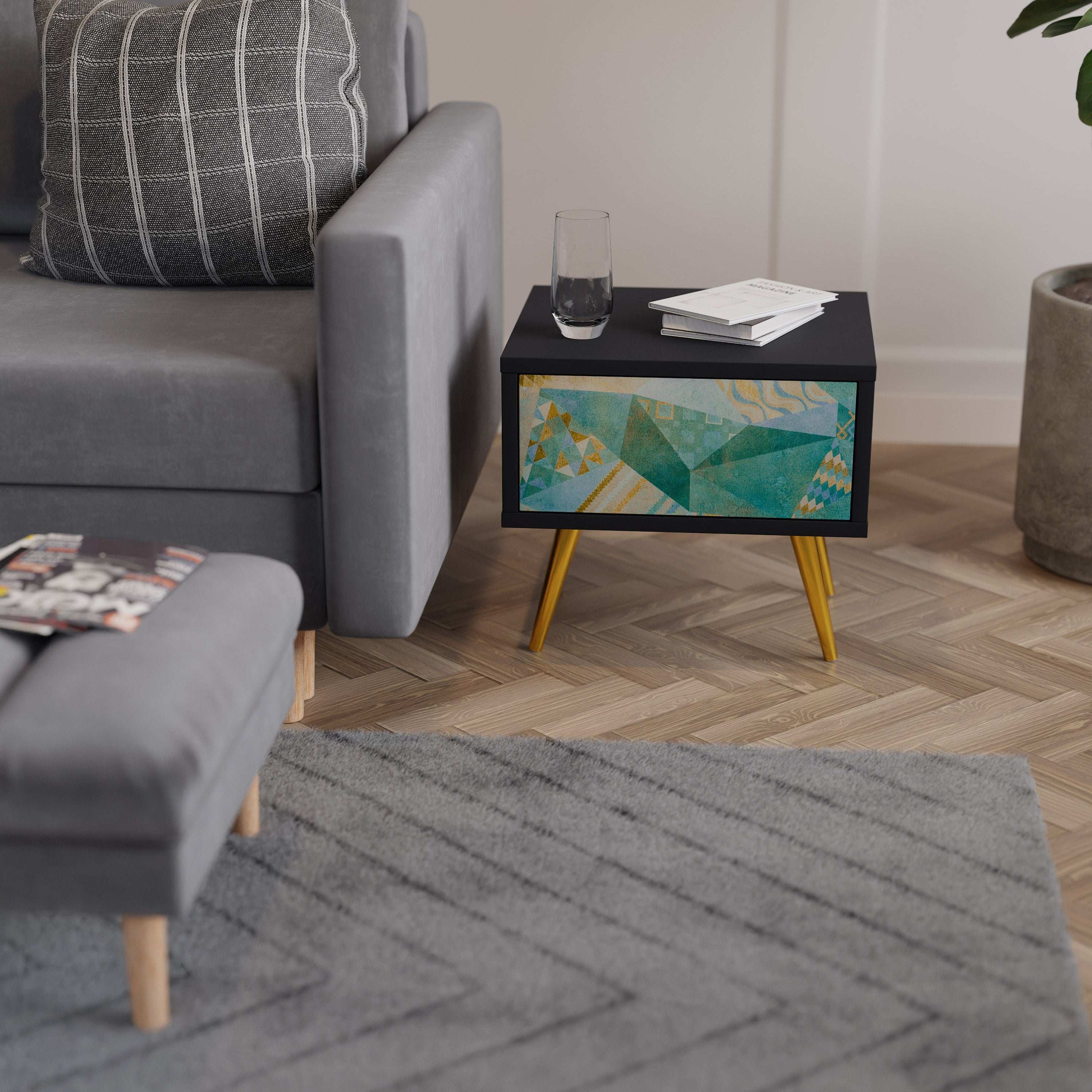 SPECTRUM SPLENDOR Nightstand in Black Finish