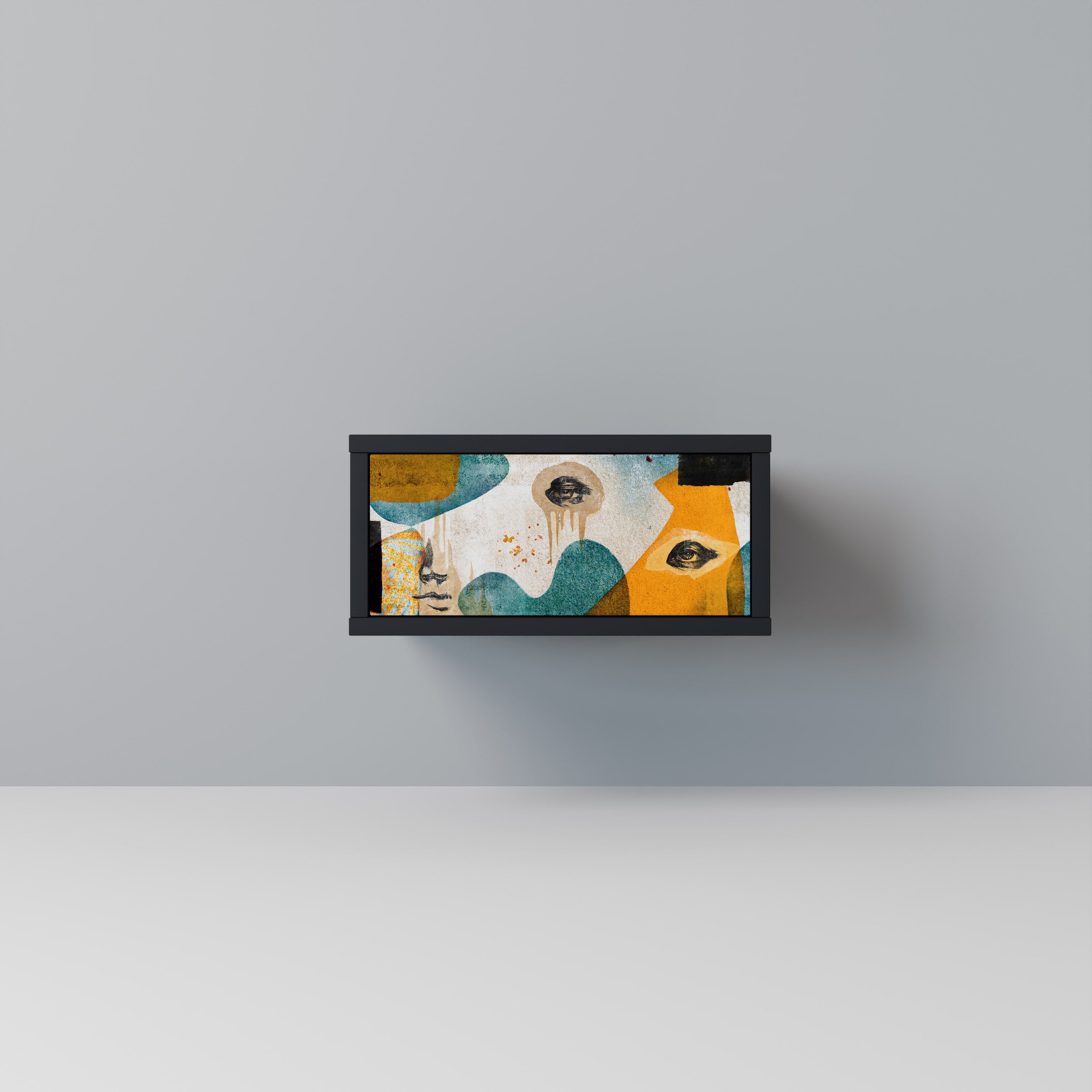 Table de chevet ABSTRACT FACES en finition noire