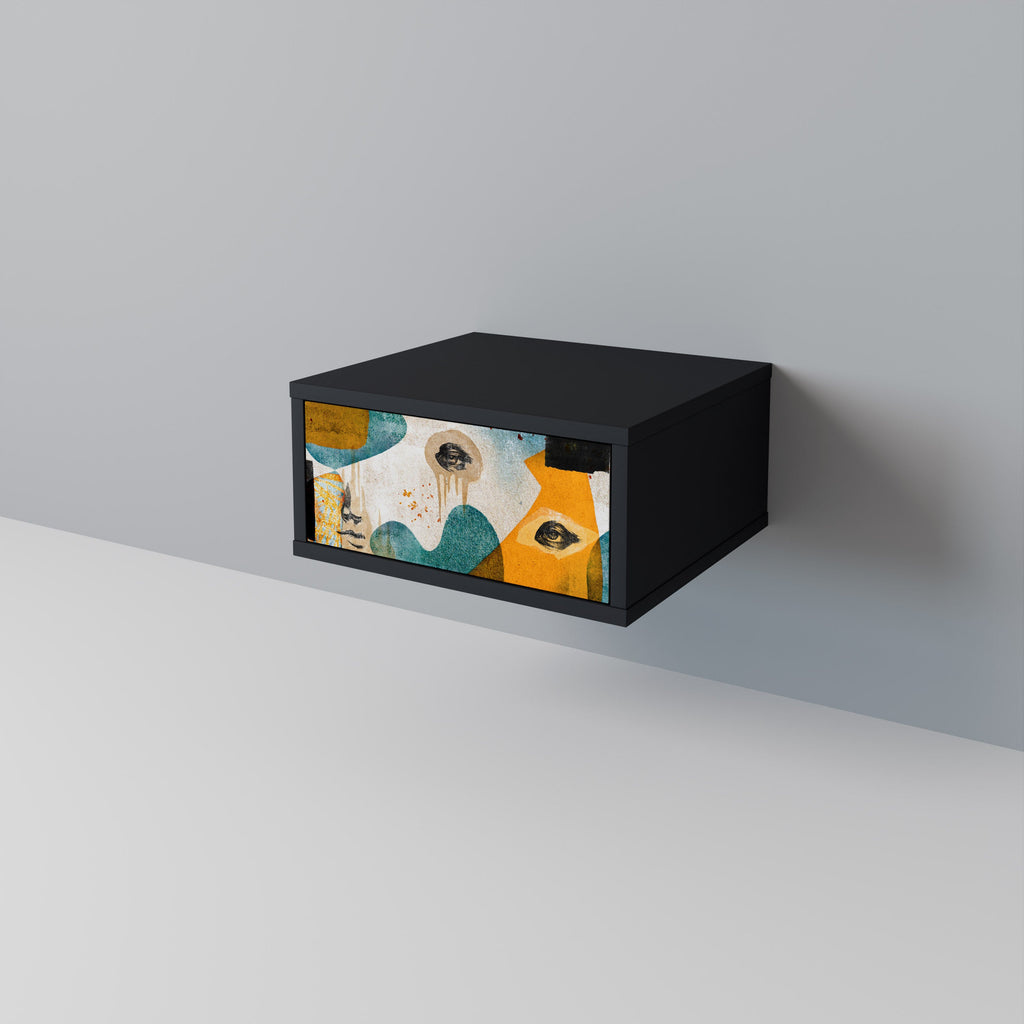 Table de chevet ABSTRACT FACES en finition noire