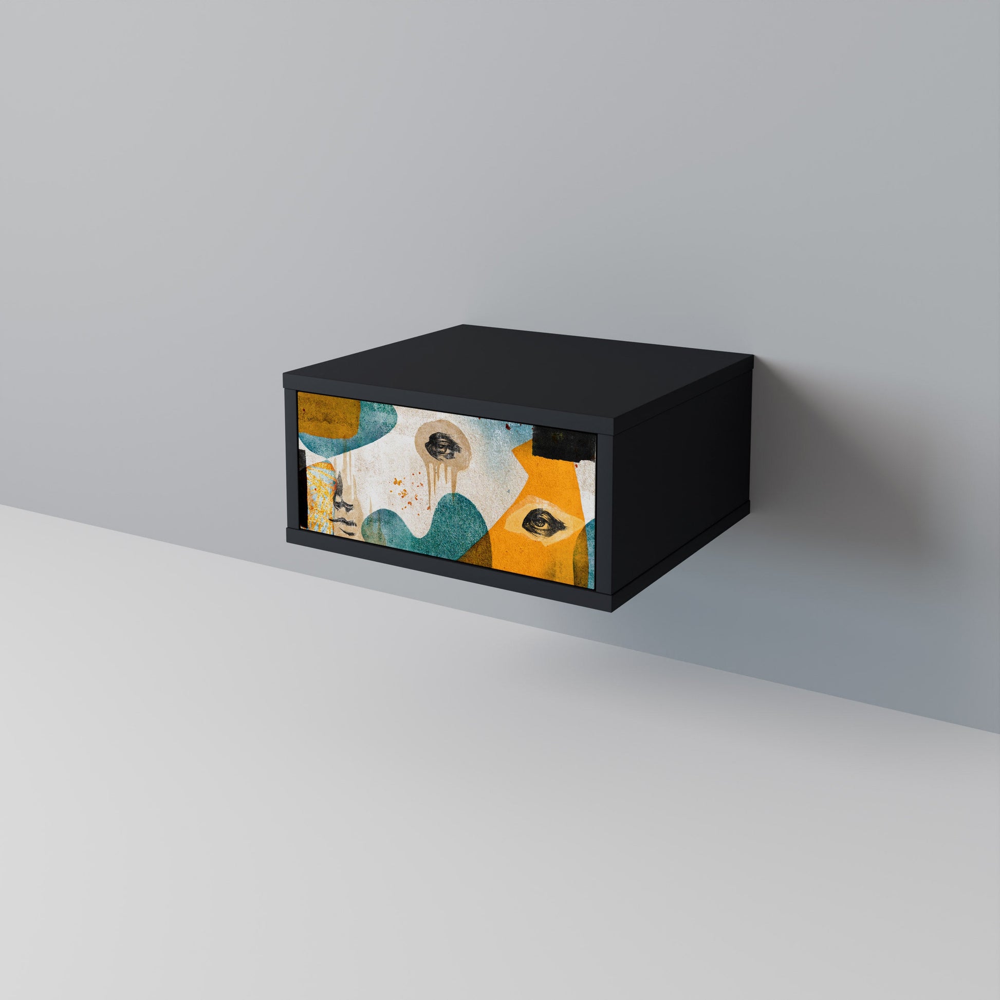 Table de chevet ABSTRACT FACES en finition noire