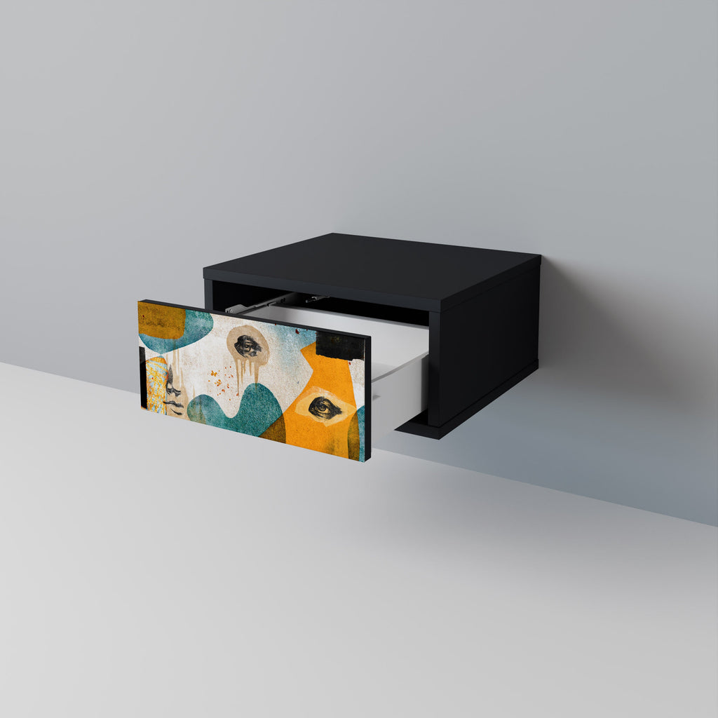 Table de chevet ABSTRACT FACES en finition noire