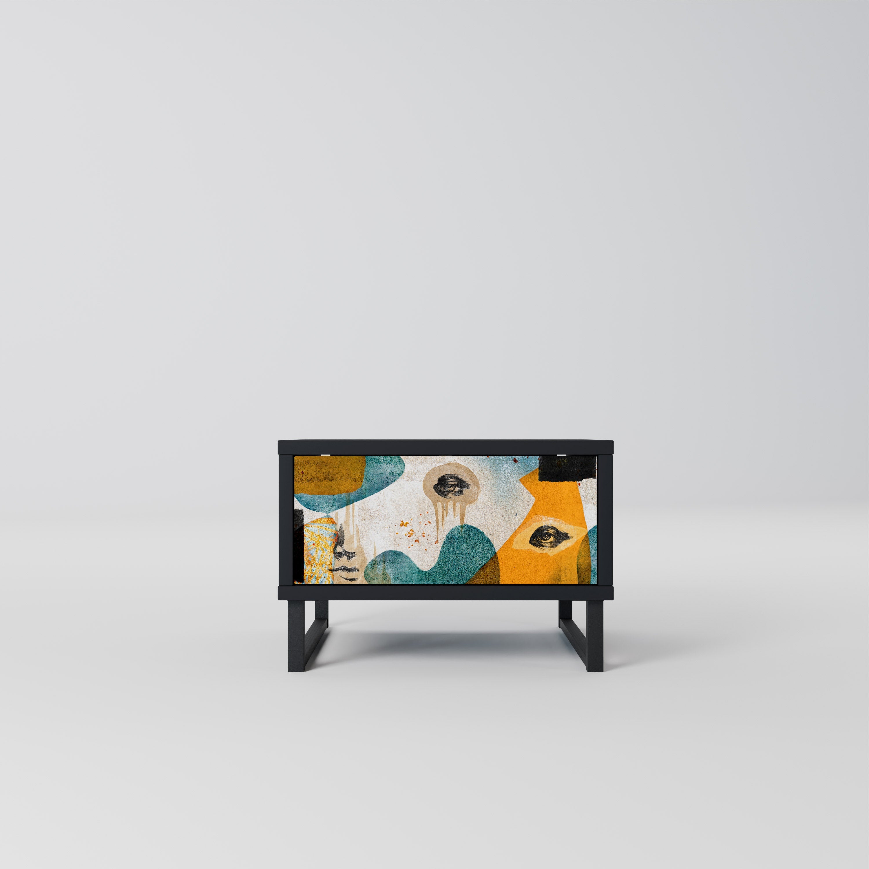 Table de chevet ABSTRACT FACES en finition noire