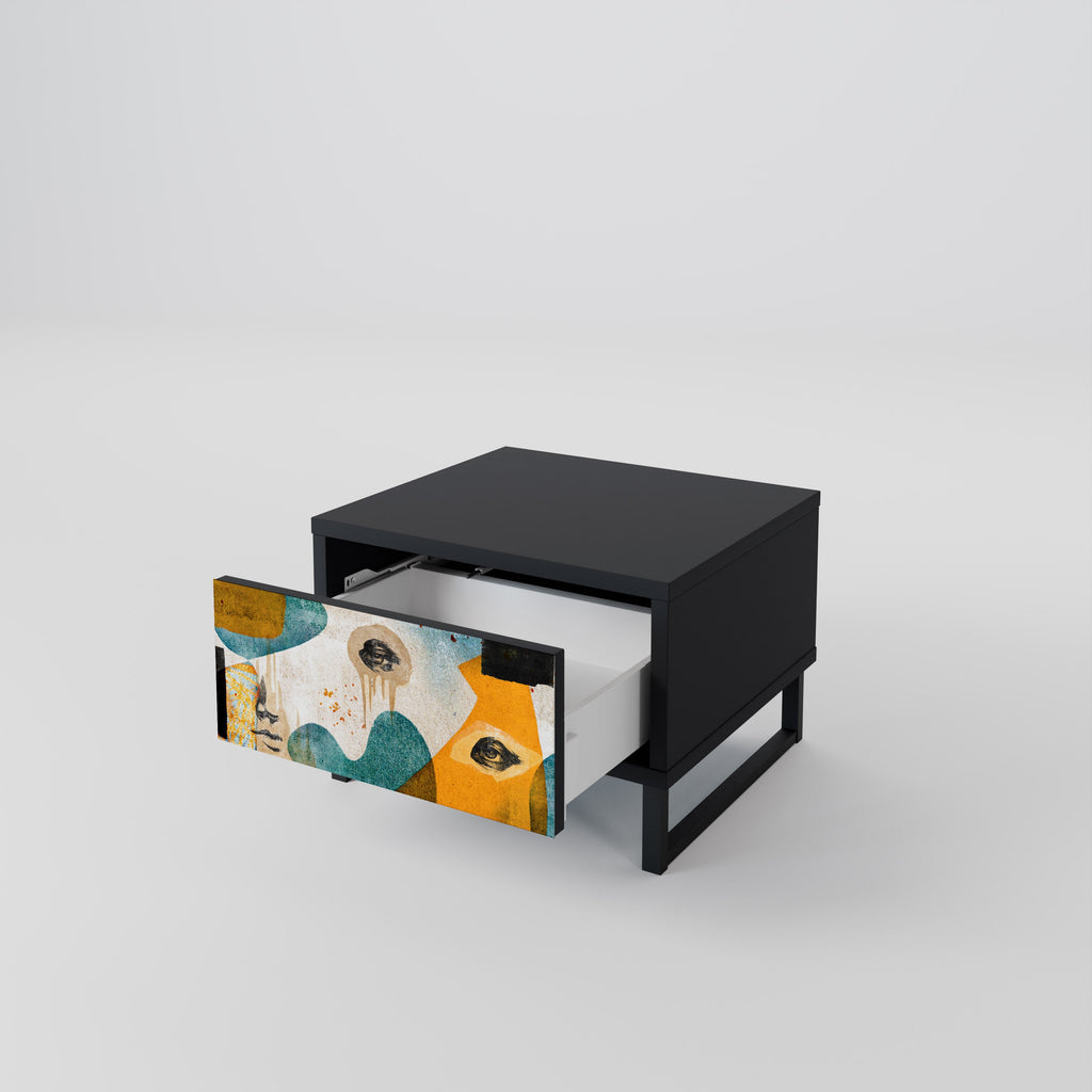 Table de chevet ABSTRACT FACES en finition noire