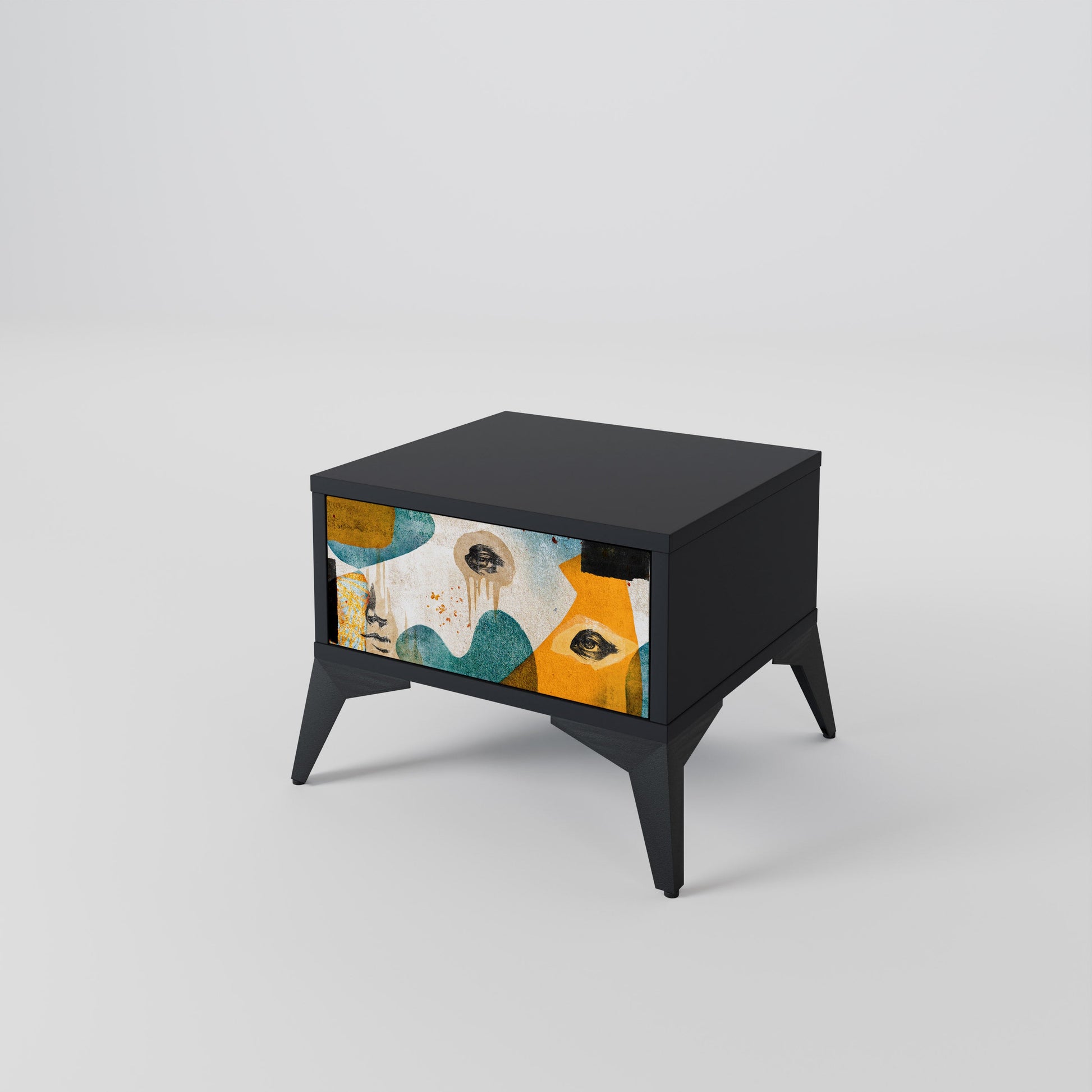Table de chevet ABSTRACT FACES en finition noire