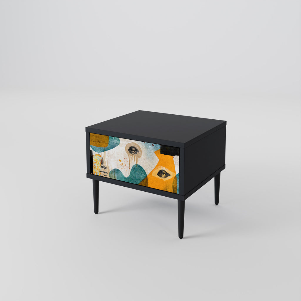 Table de chevet ABSTRACT FACES en finition noire