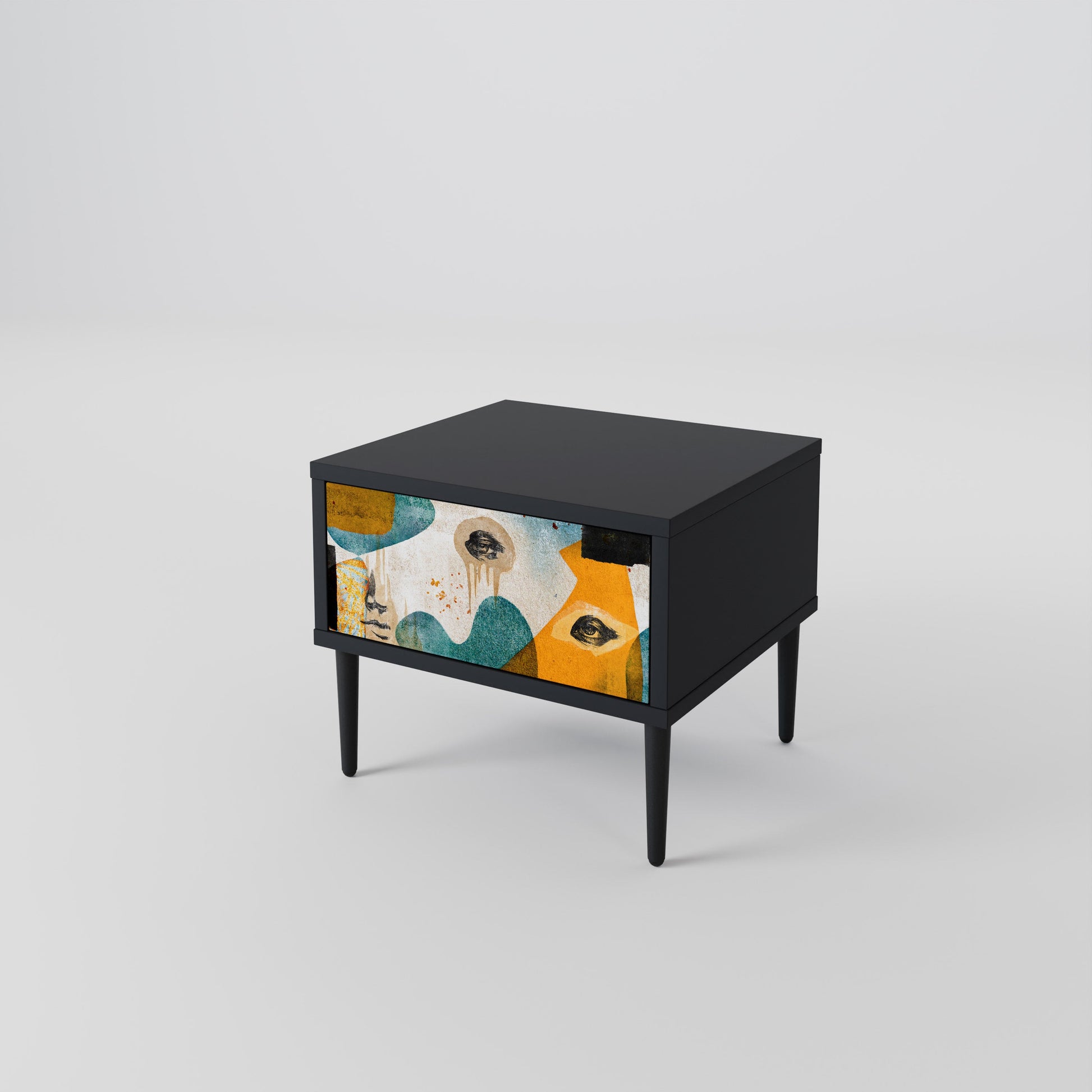 Table de chevet ABSTRACT FACES en finition noire