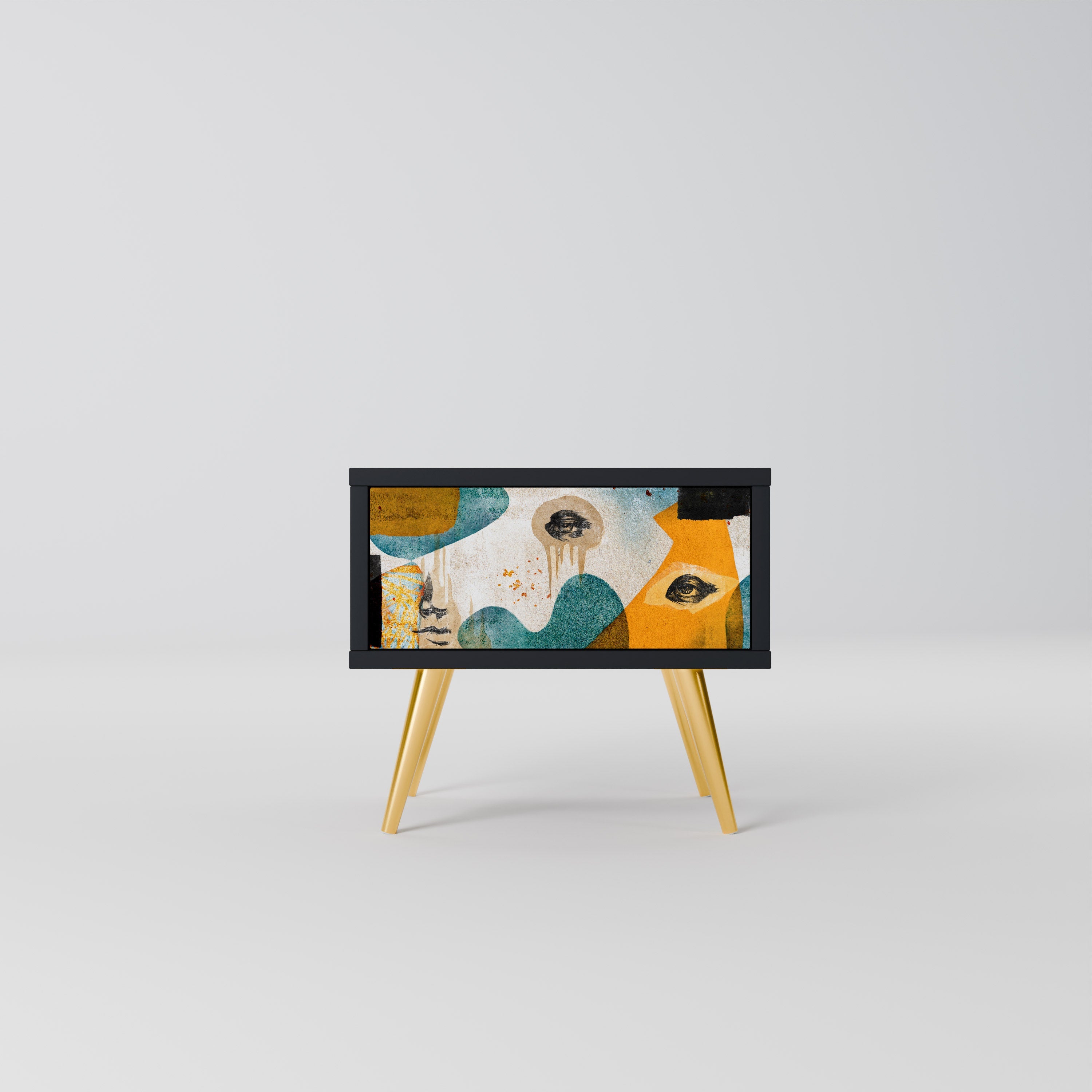 Table de chevet ABSTRACT FACES en finition noire