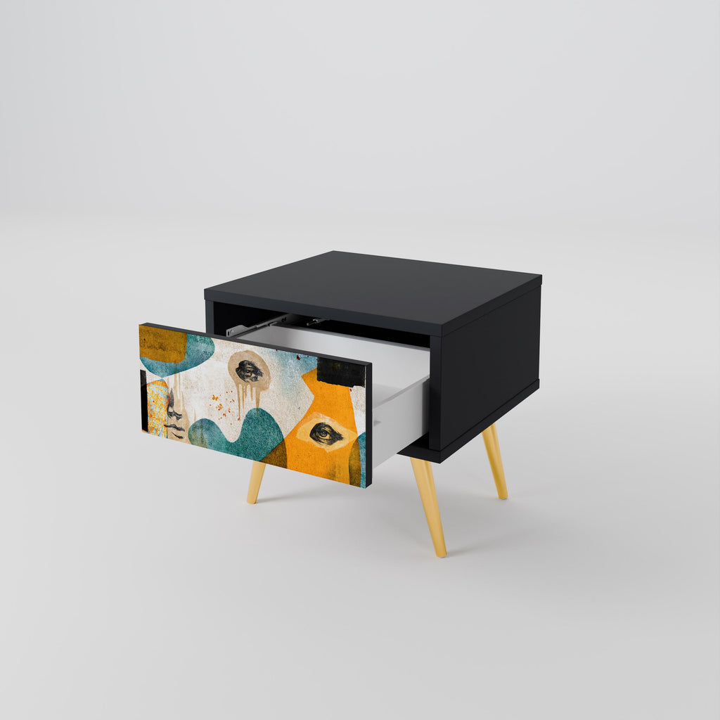 Table de chevet ABSTRACT FACES en finition noire