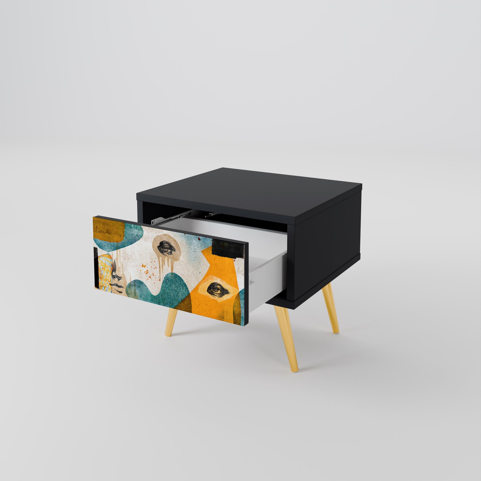Table de chevet ABSTRACT FACES en finition noire