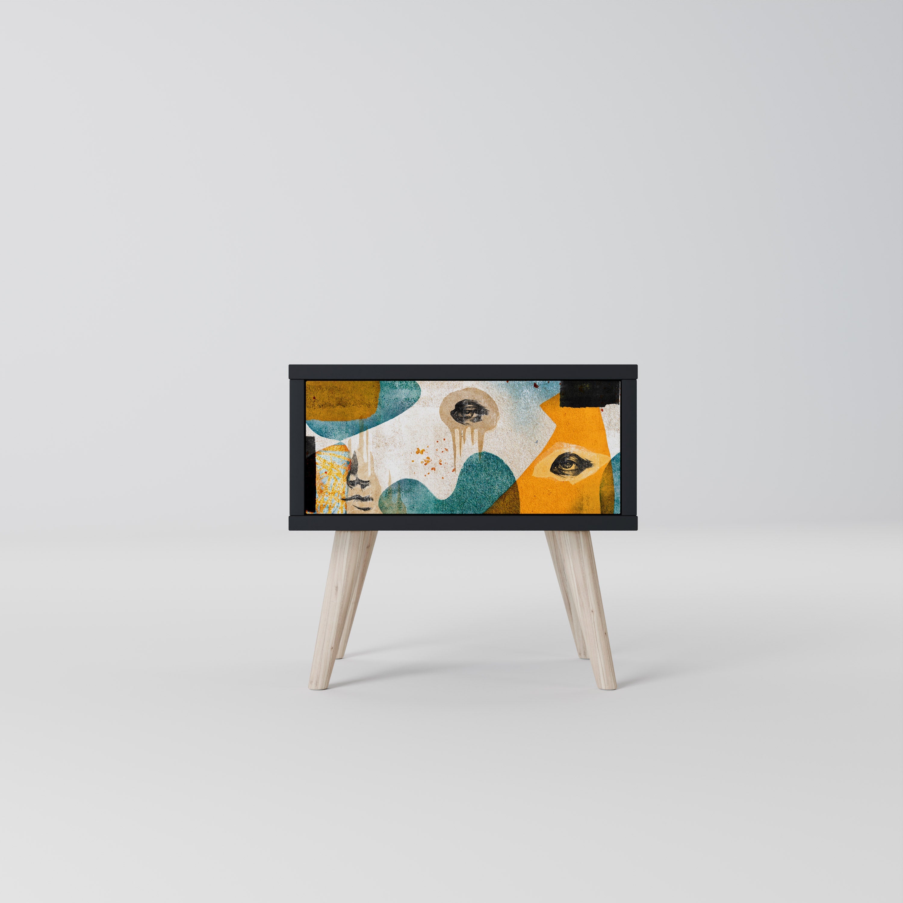 Table de chevet ABSTRACT FACES en finition noire