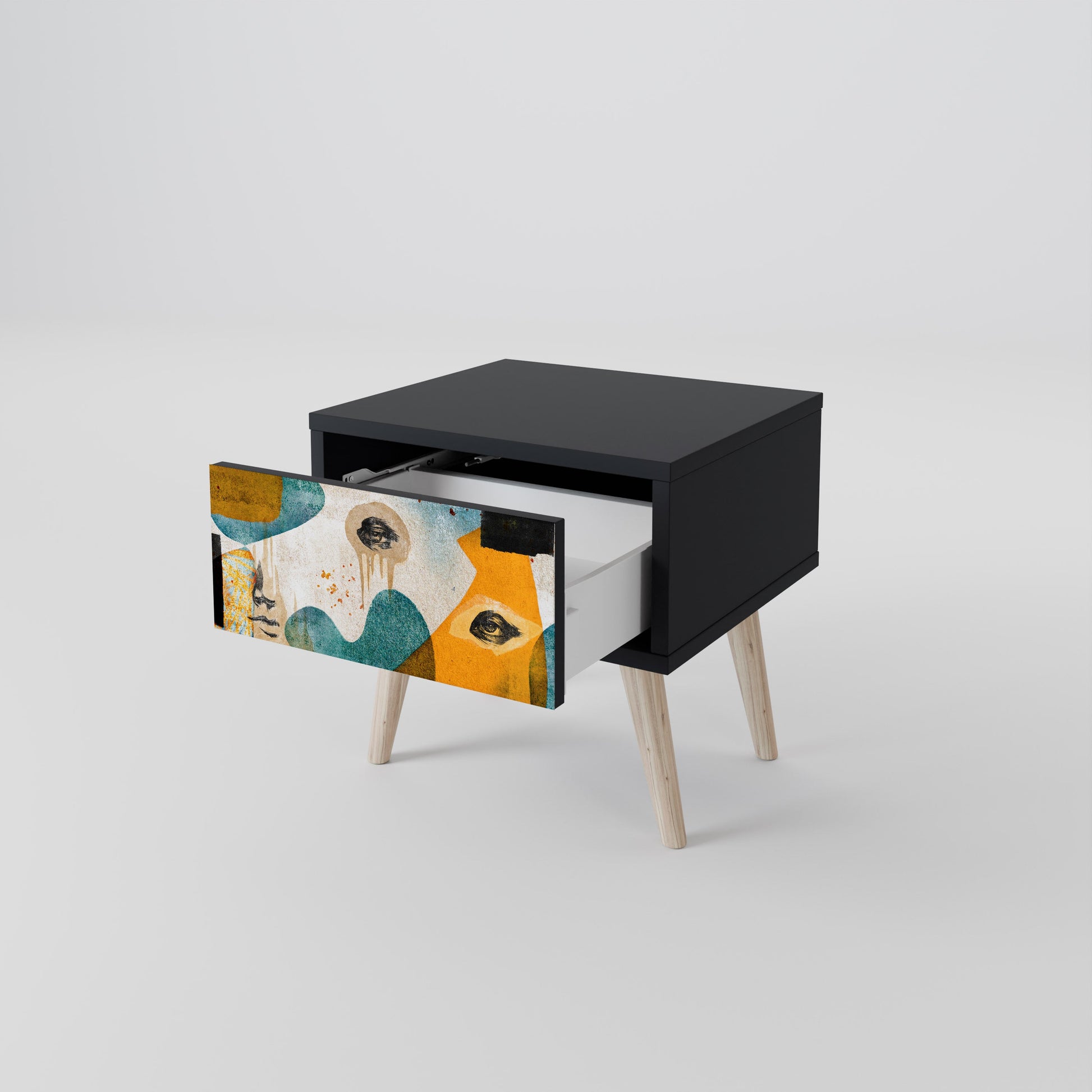 Table de chevet ABSTRACT FACES en finition noire