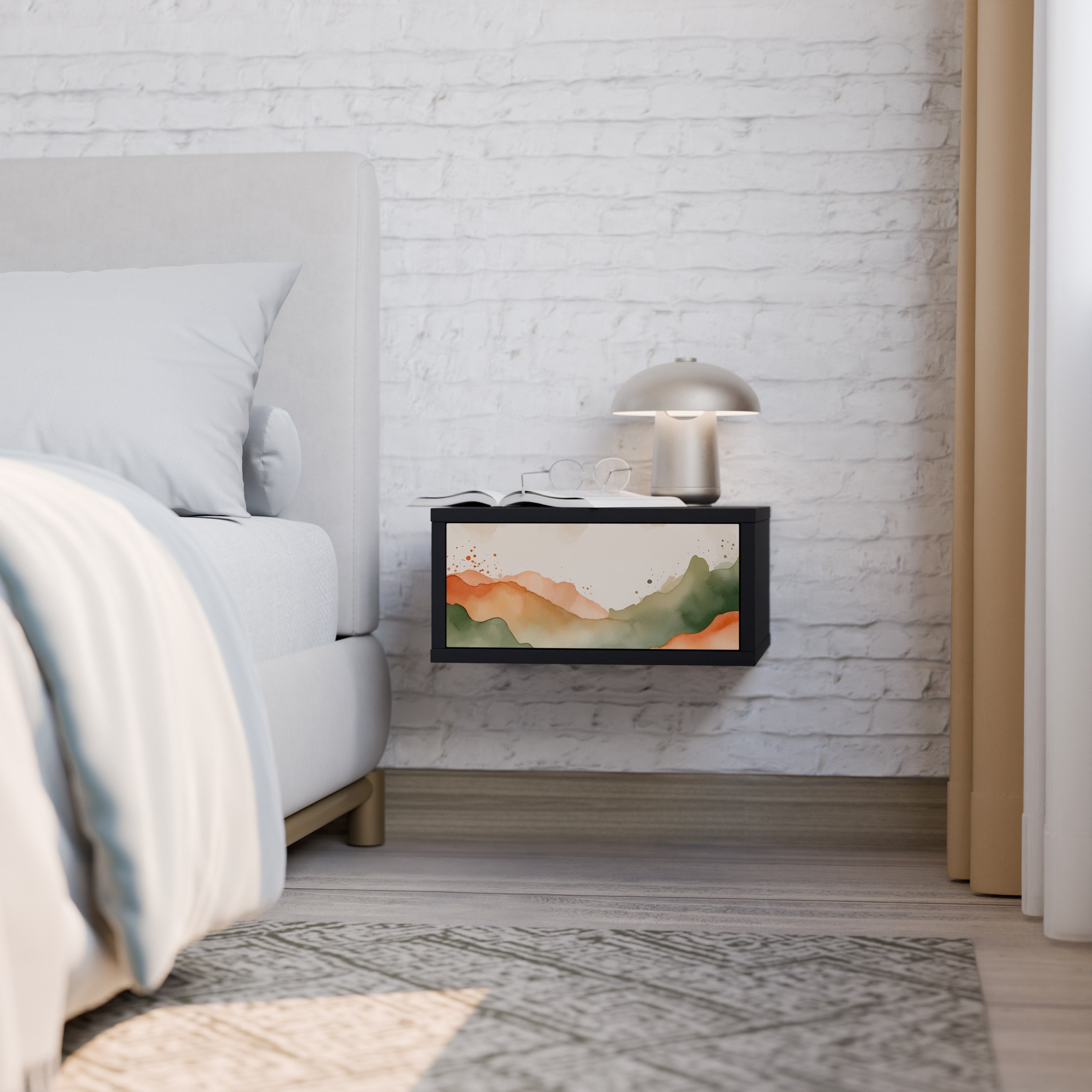 Table de chevet WATERCOLOR PEAKS en finition noire